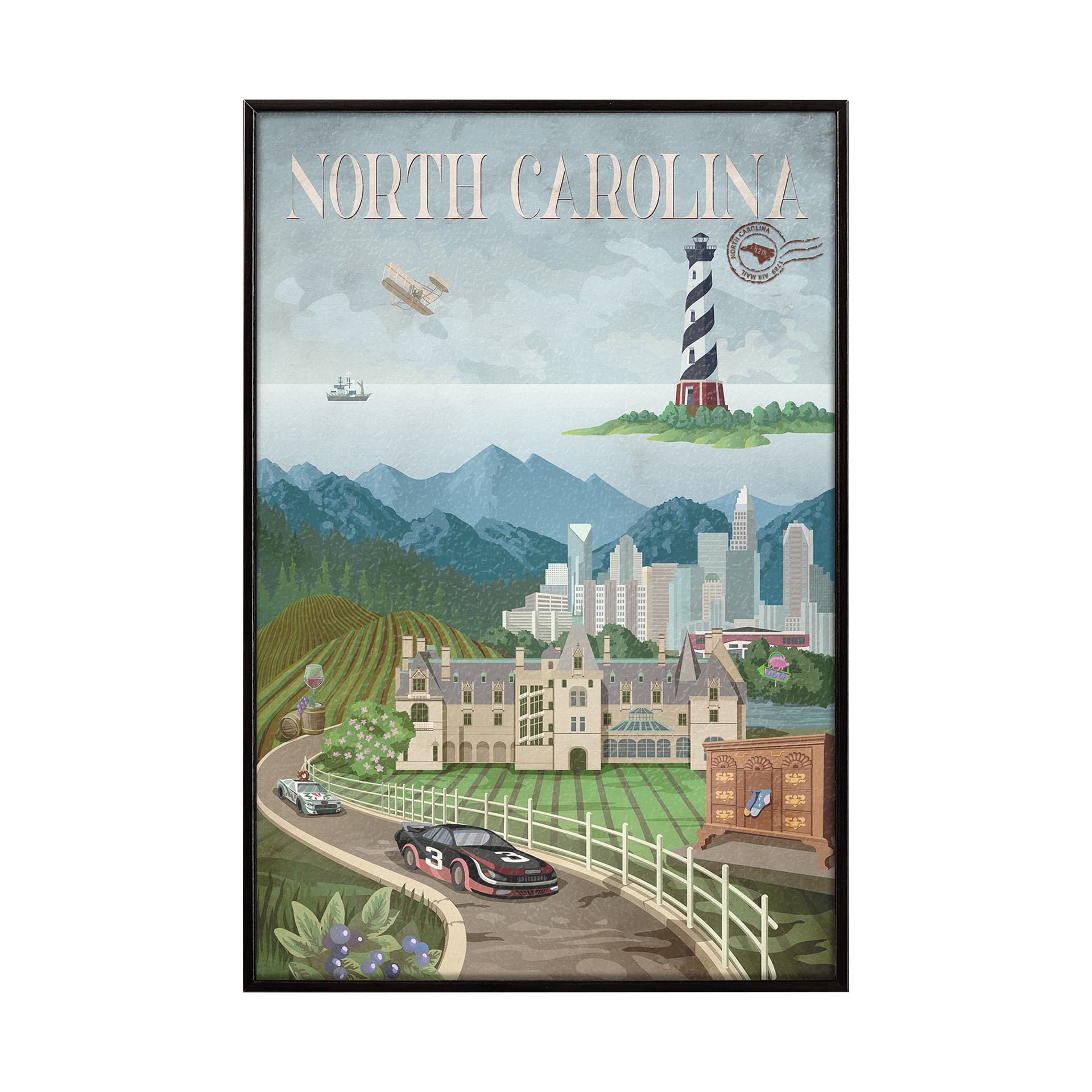 North Carolina by Mercana Studio a Hand Embellished Textured Framed Art Print — product photograph