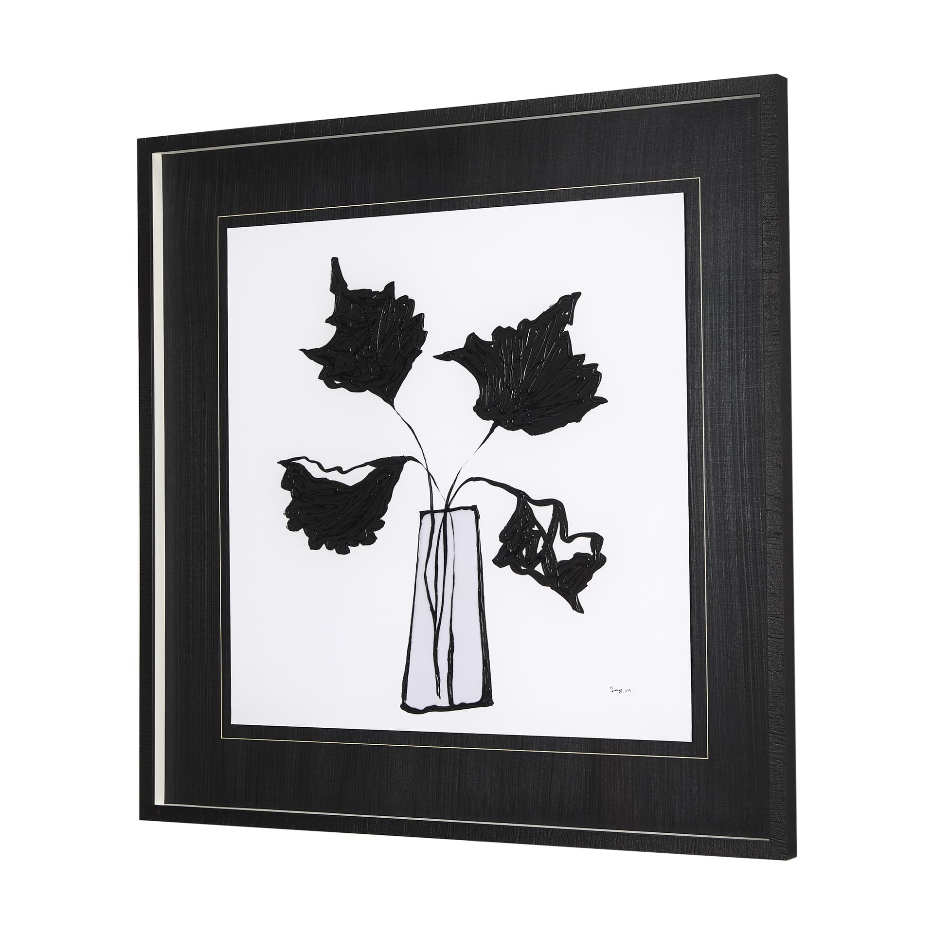Organic Line Drawing II by Mercana Studio Hand Embellished Framed Art Print Matted under Glass — product photograph