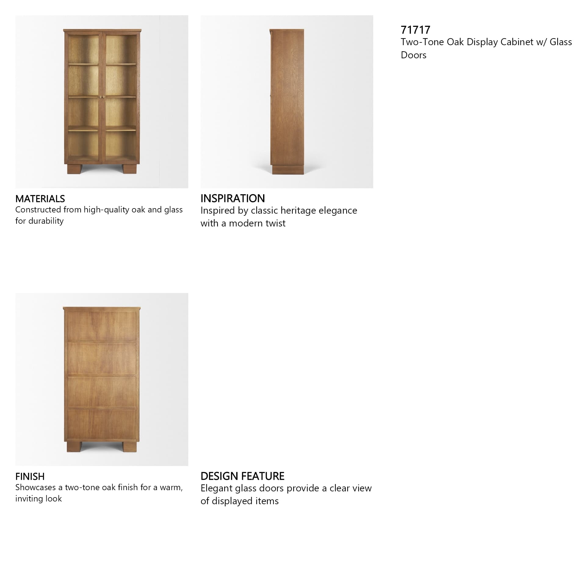 Winsford Two-Tone Oak Display Cabinet w/ Glass Doors — in a styled room