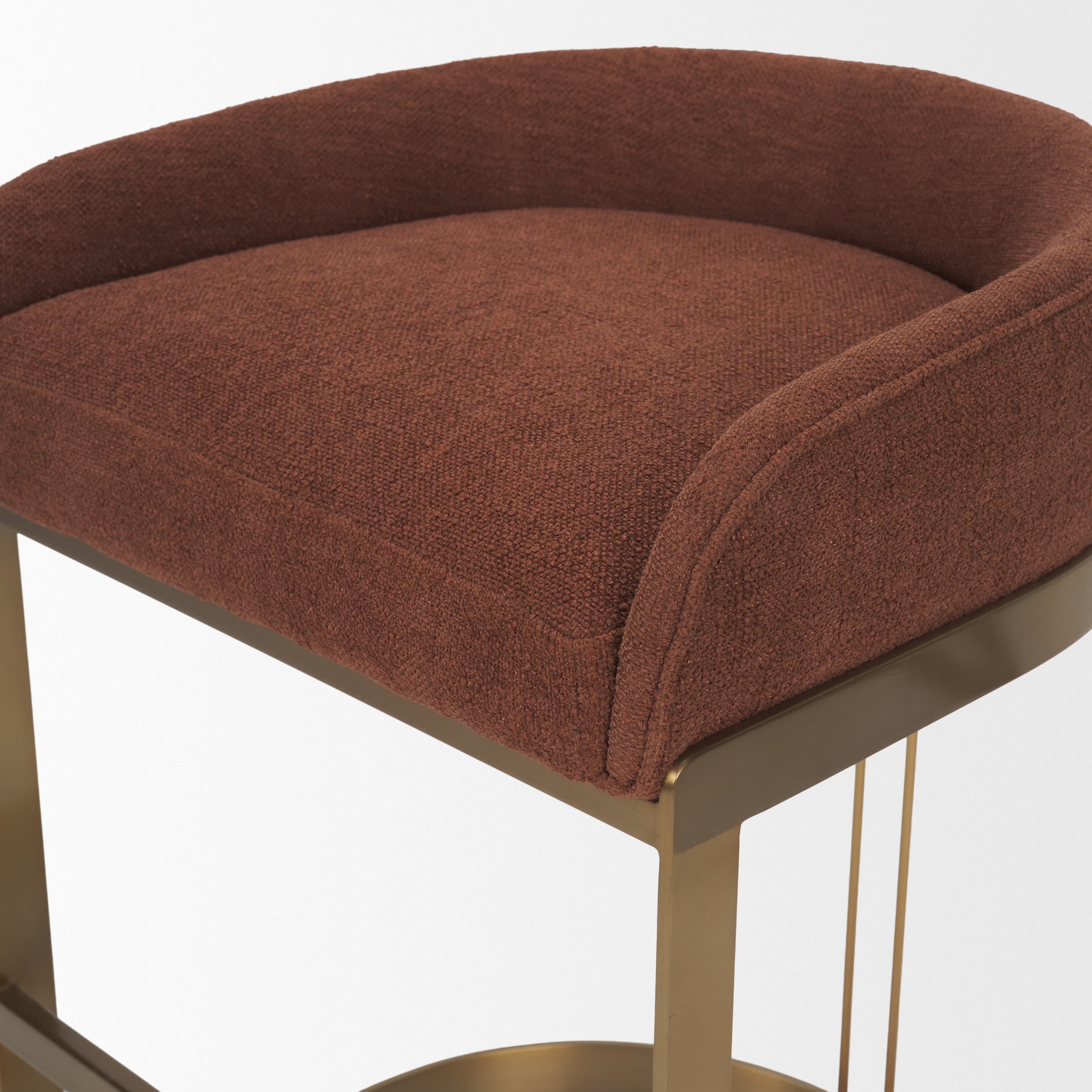 Hollyfield Backless 28.7in Seat Bar Stool | Burgundy Fabric w/ Metal — product photograph