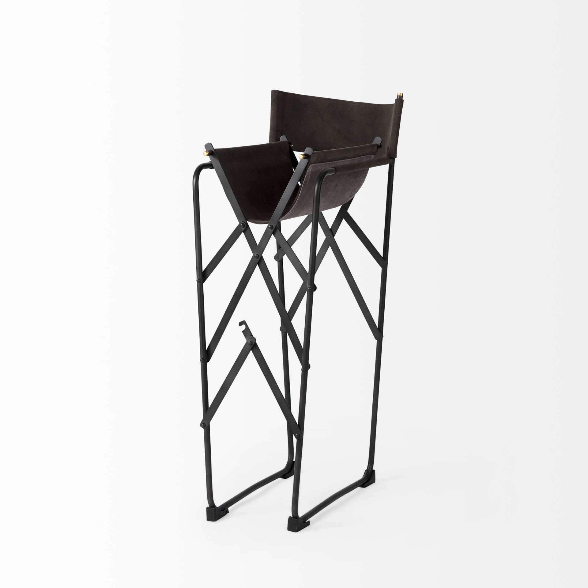 Direttore Backless 40.2in Seat Bar Stool | Brown/Gray Suede w/ Metal — product photograph