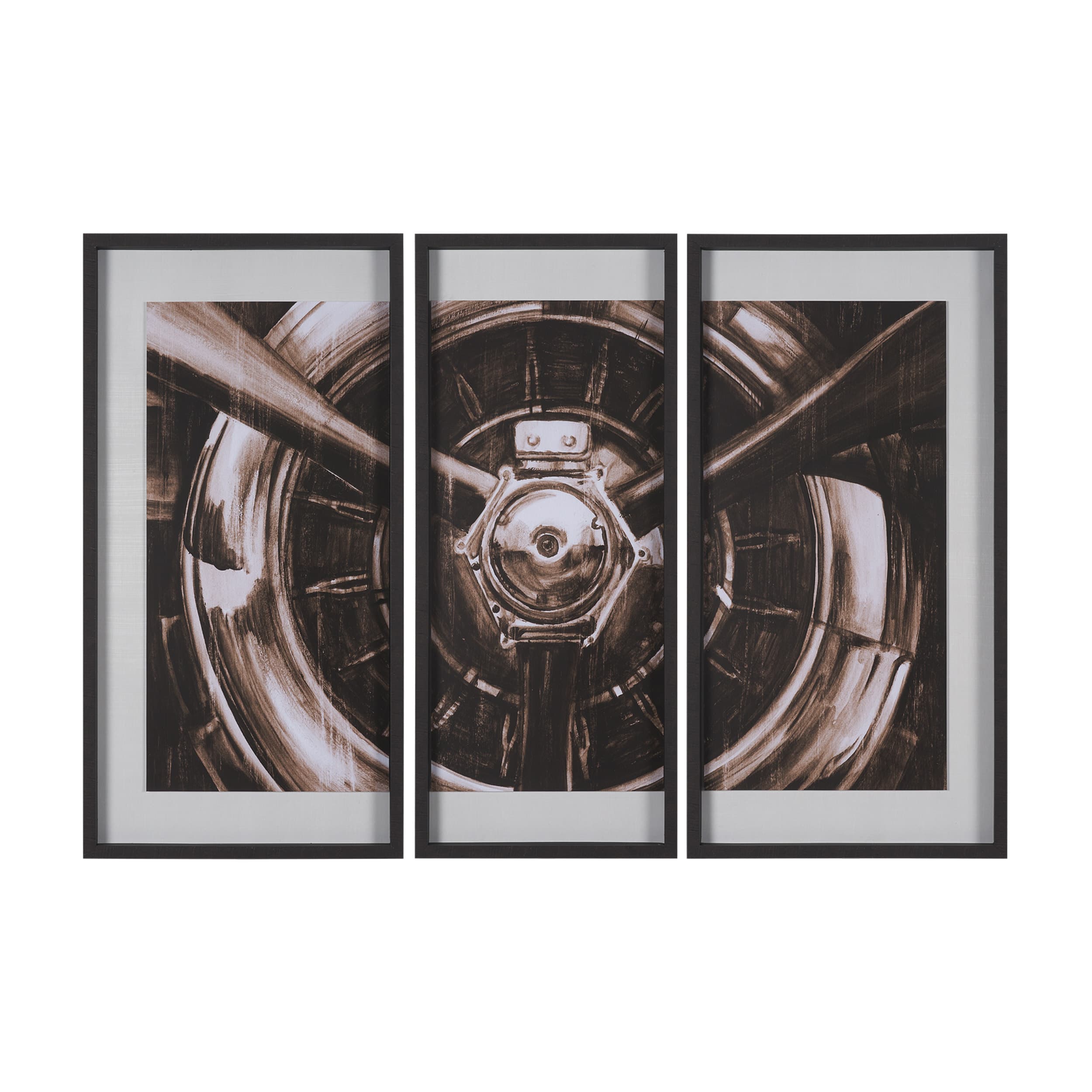 Vintage Propeller (Sepia) (Set of 3) by Ethan Harper Framed Artwork Matted under Glass — product photograph