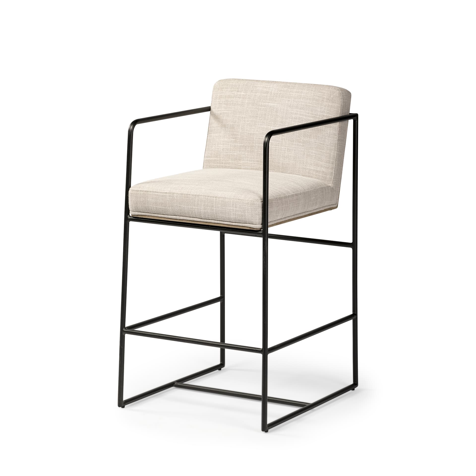 Stamford Backless 36.8in Seat Counter Stool | Beige Fabric w/ Metal — product photograph