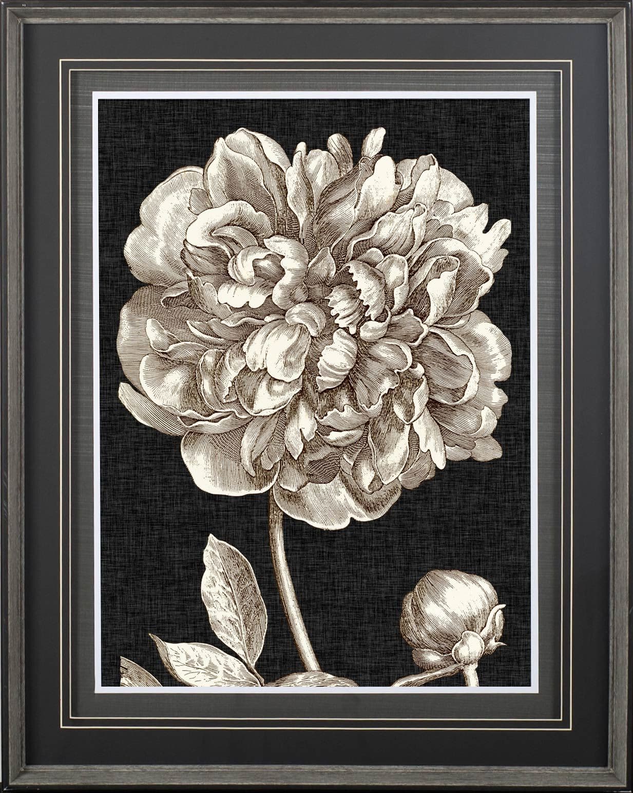 Dramatic Peony I by Vision Studio a Hand Embellished Textured Framed Art Print Matted under Glass — product photograph
