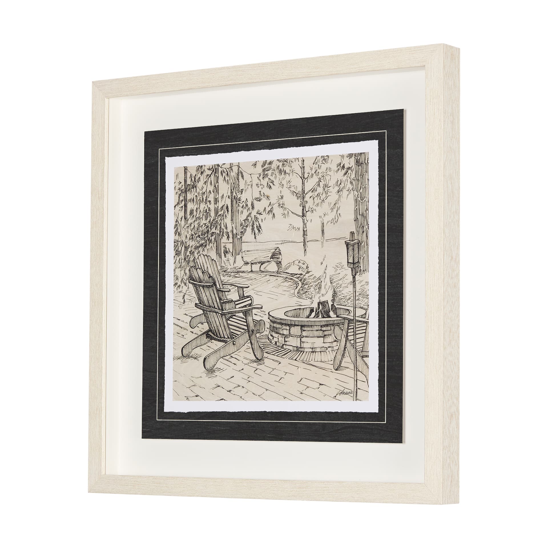 Fireside III by Mercana Studio a Hand Embellished Textured Framed Art Print Matted under Glass — product photograph