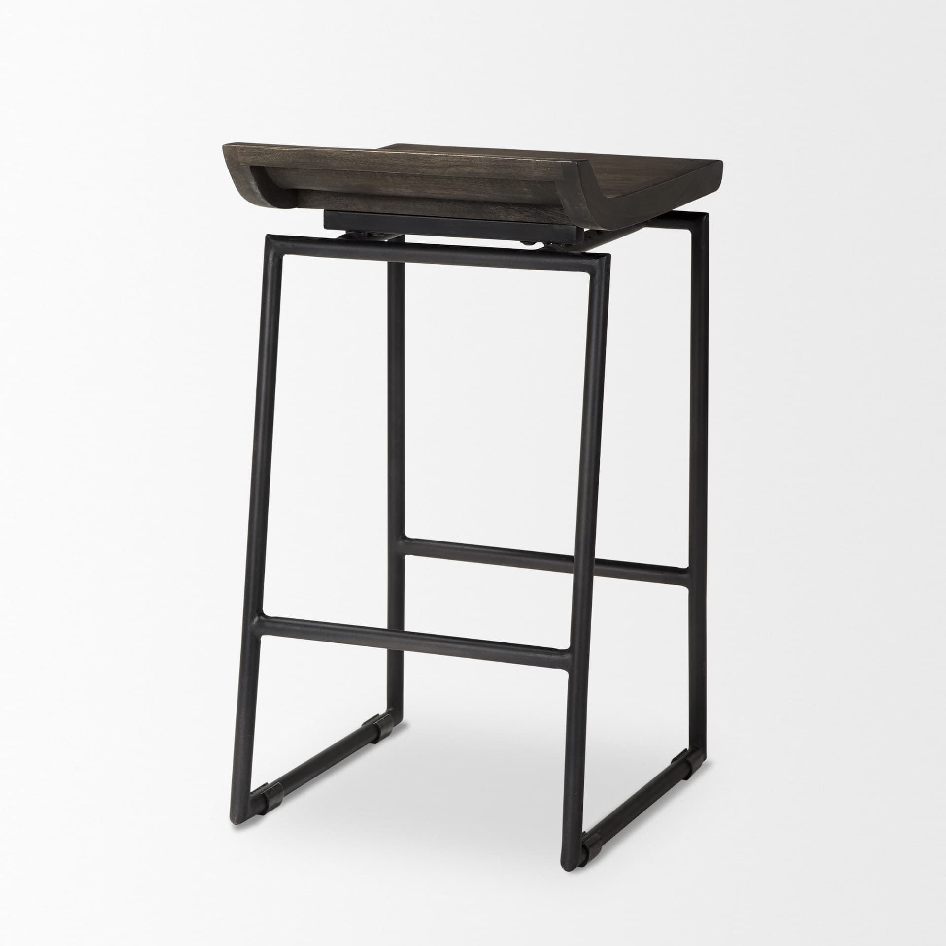 Givens Low Back 26in Seat Counter Stool | Black Wood w/ Black Metal — product photograph