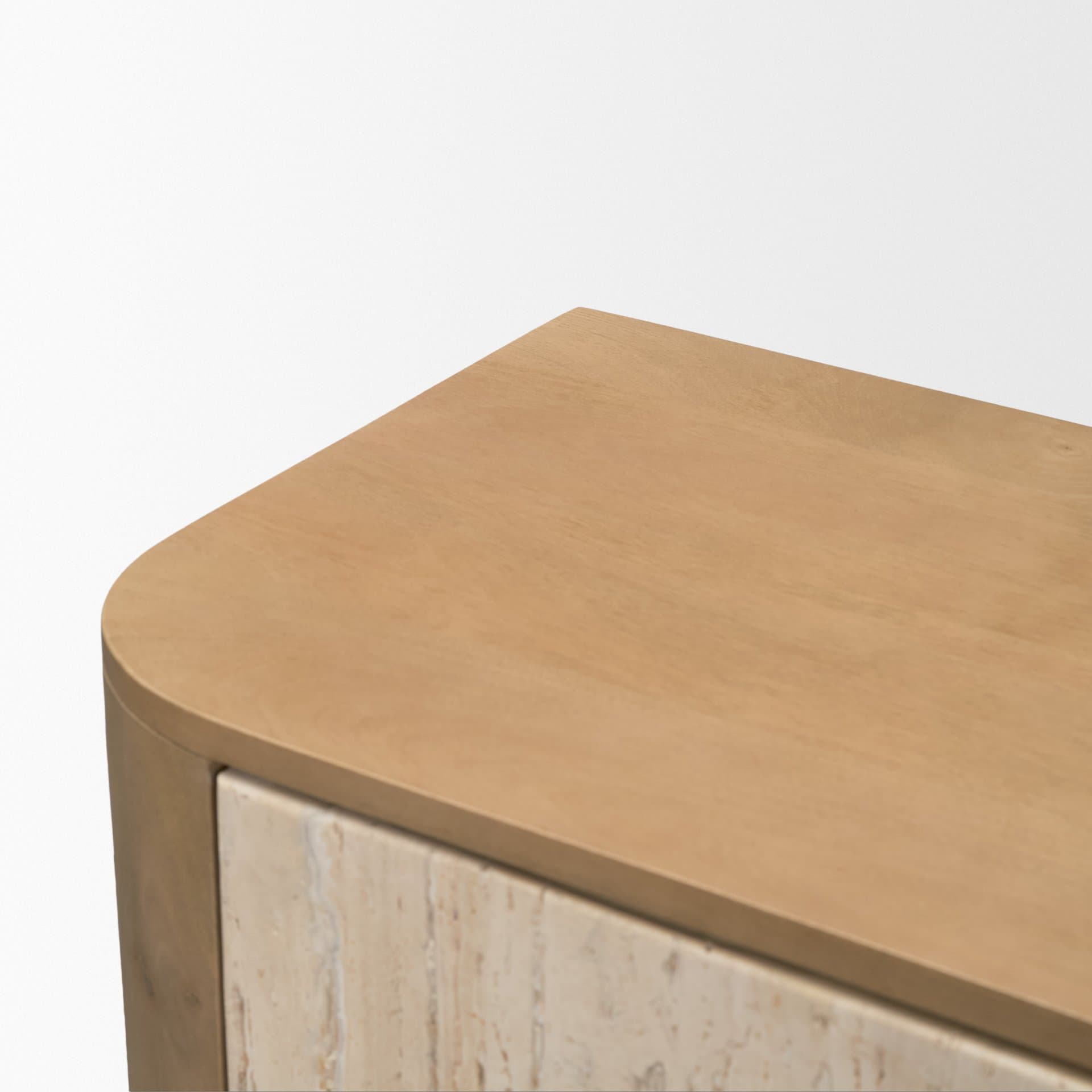 Serrin Solid Wood w/ Travertine 4 Door Closed Sideboard — product photograph