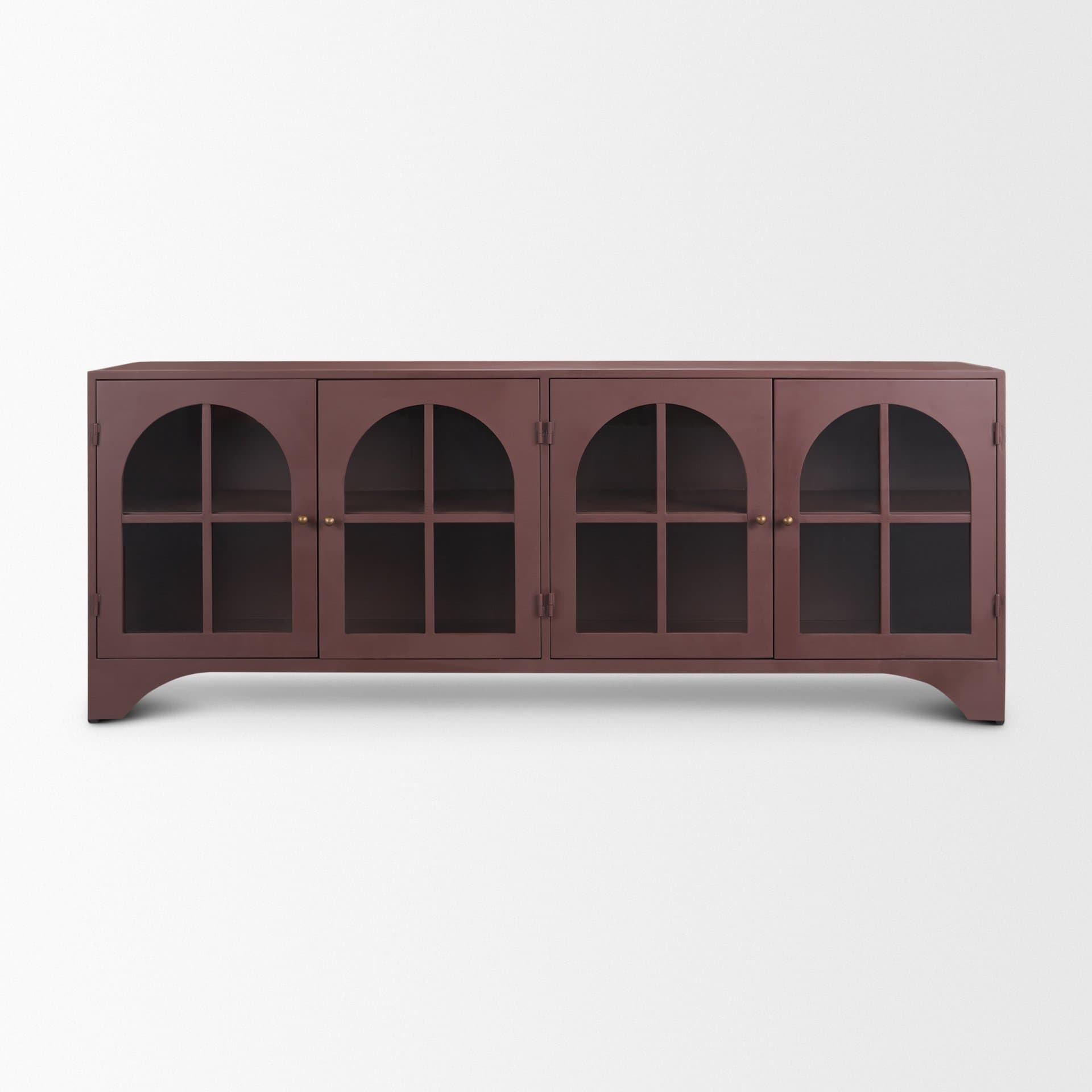 Rousseau 4 Door Closed Sideboard | Arched Glass | Burgundy Metal — product photograph