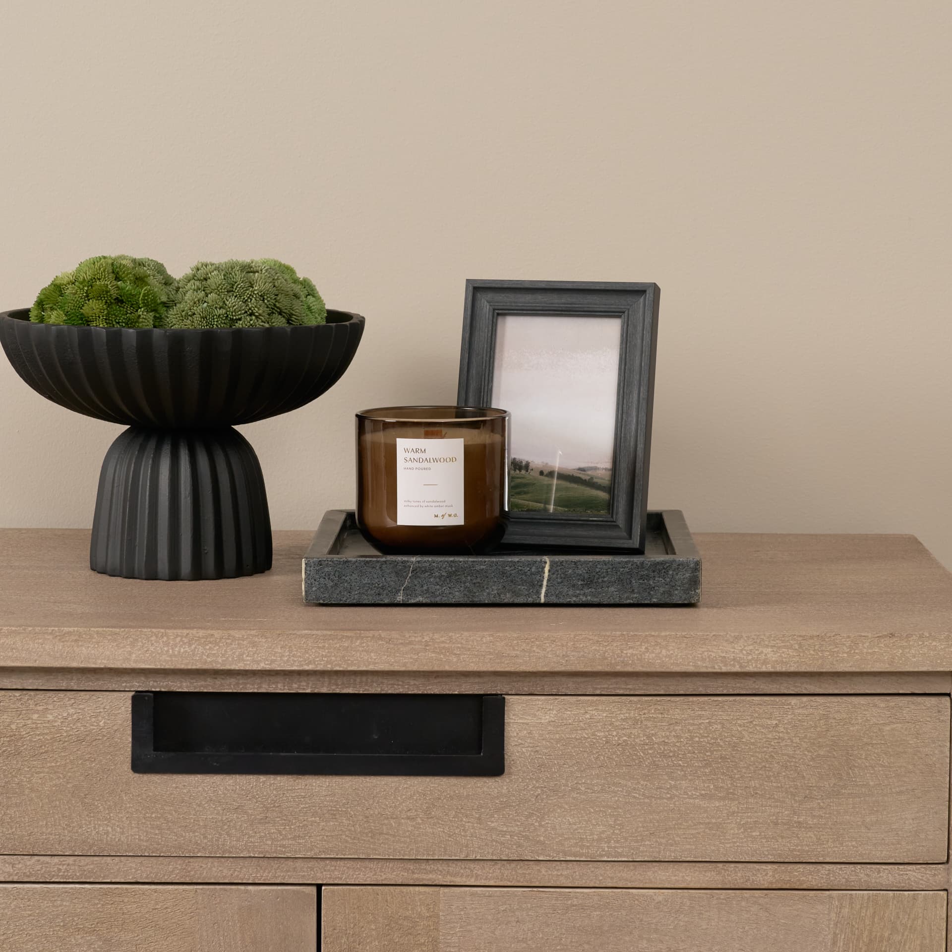 Stratus Black Marble Square Decorative Tray — product photograph