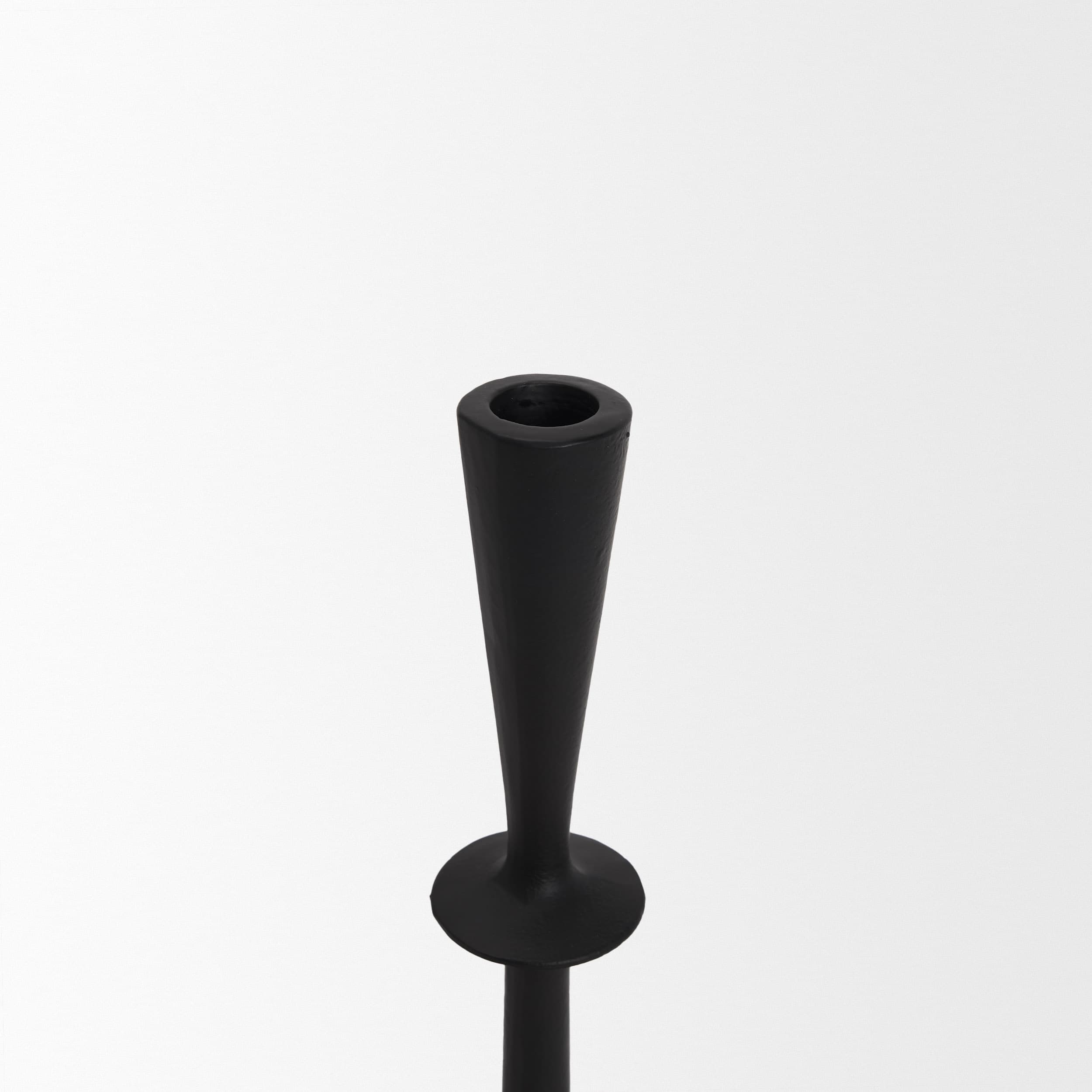 Qwin Matte Black Cast Aluminum Short Candle Holder — product photograph