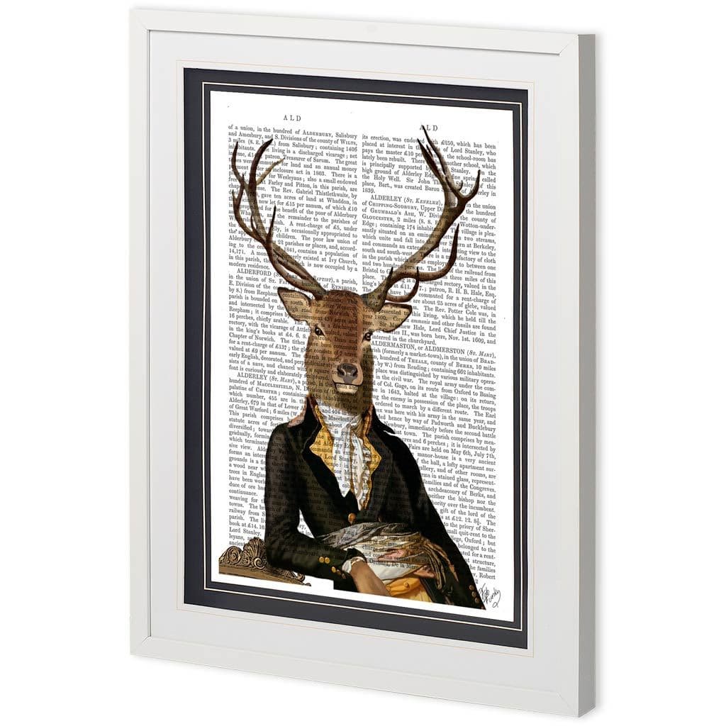 Custom Deer in Chair by Fab Funky a Framed Art Print Matted under Glass — product photograph