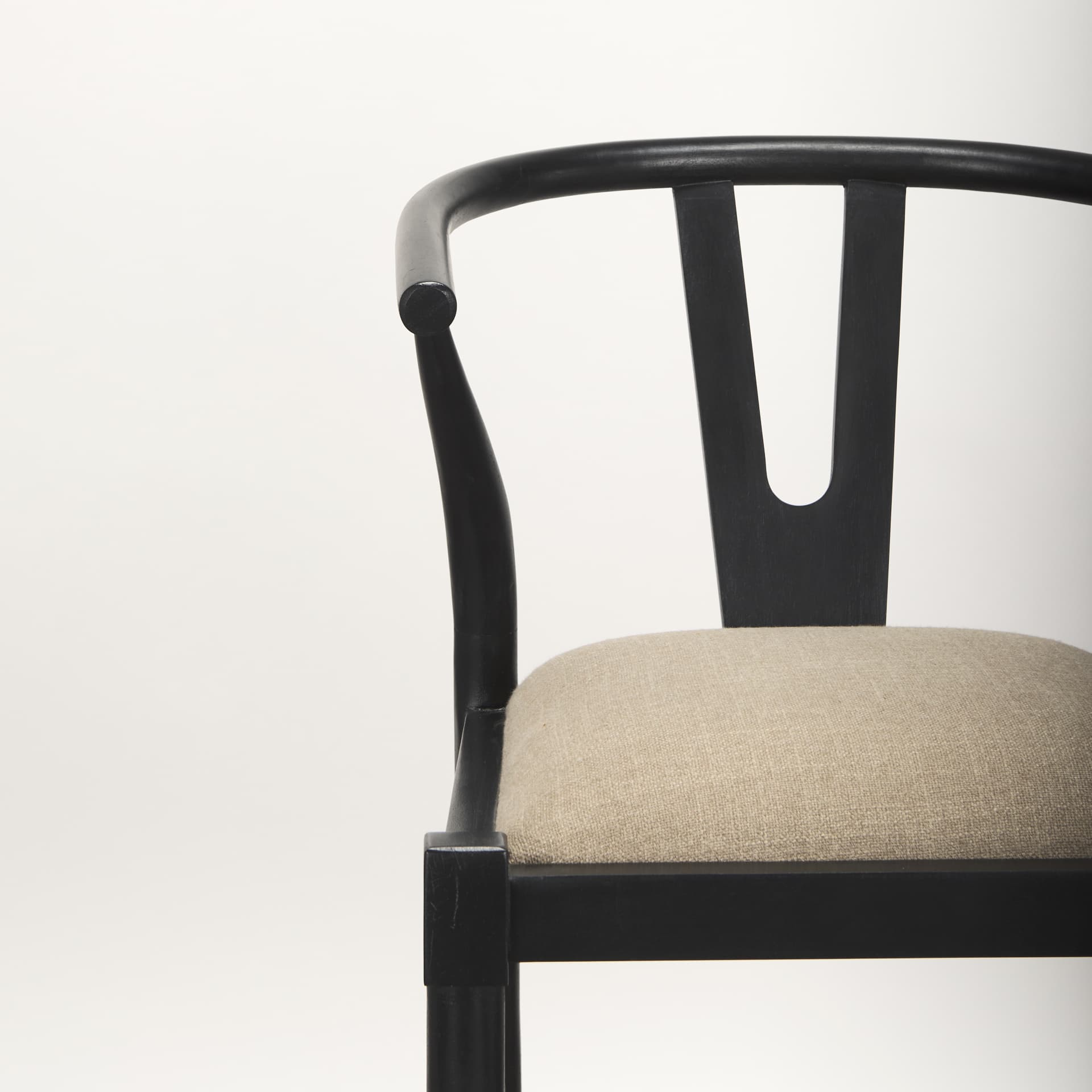 Trixie Backless 43.3in Seat Bar Stool | Beige Fabric w/ Black Wood — product photograph