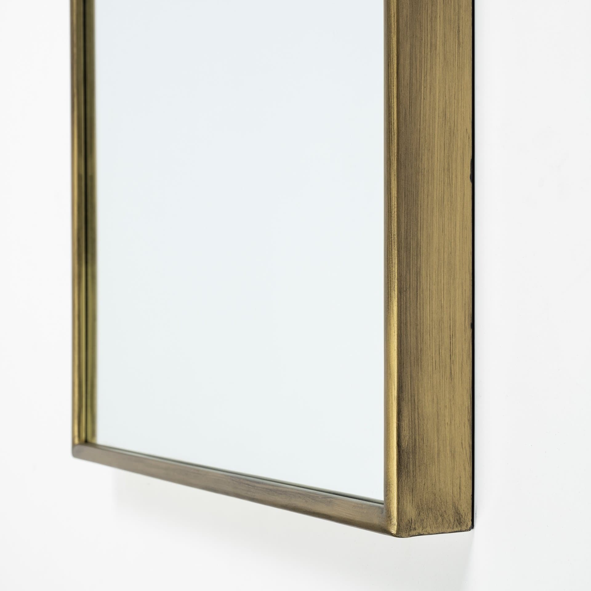 Agatha 28.0L x 2.0W x 70.0H Rounded Arch Gold Metal Frame Full Length Mirror — product photograph