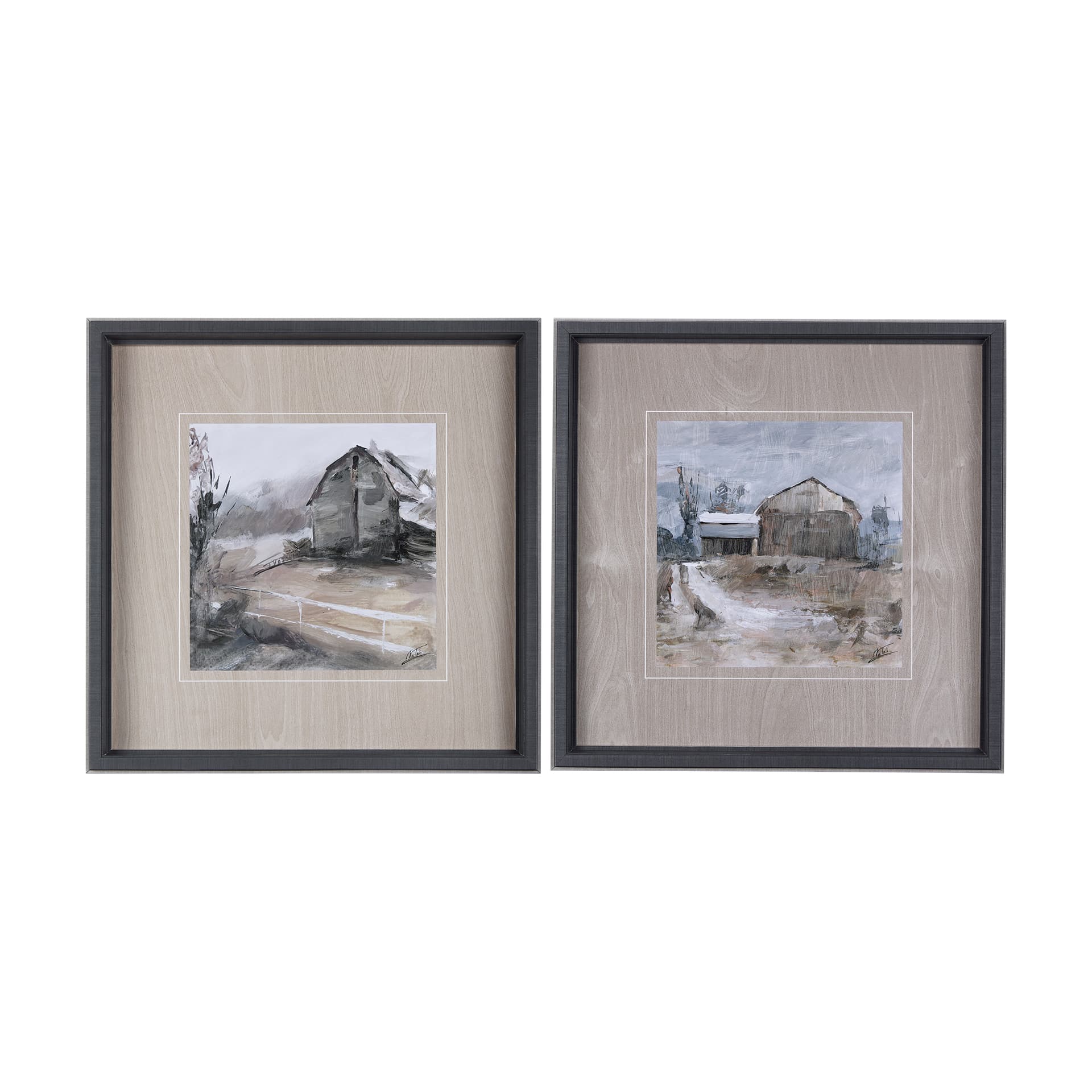 Late Autumn in Countryside I by Mercana Studio Hand Embellished Framed Art Print Matted under Glass — product photograph