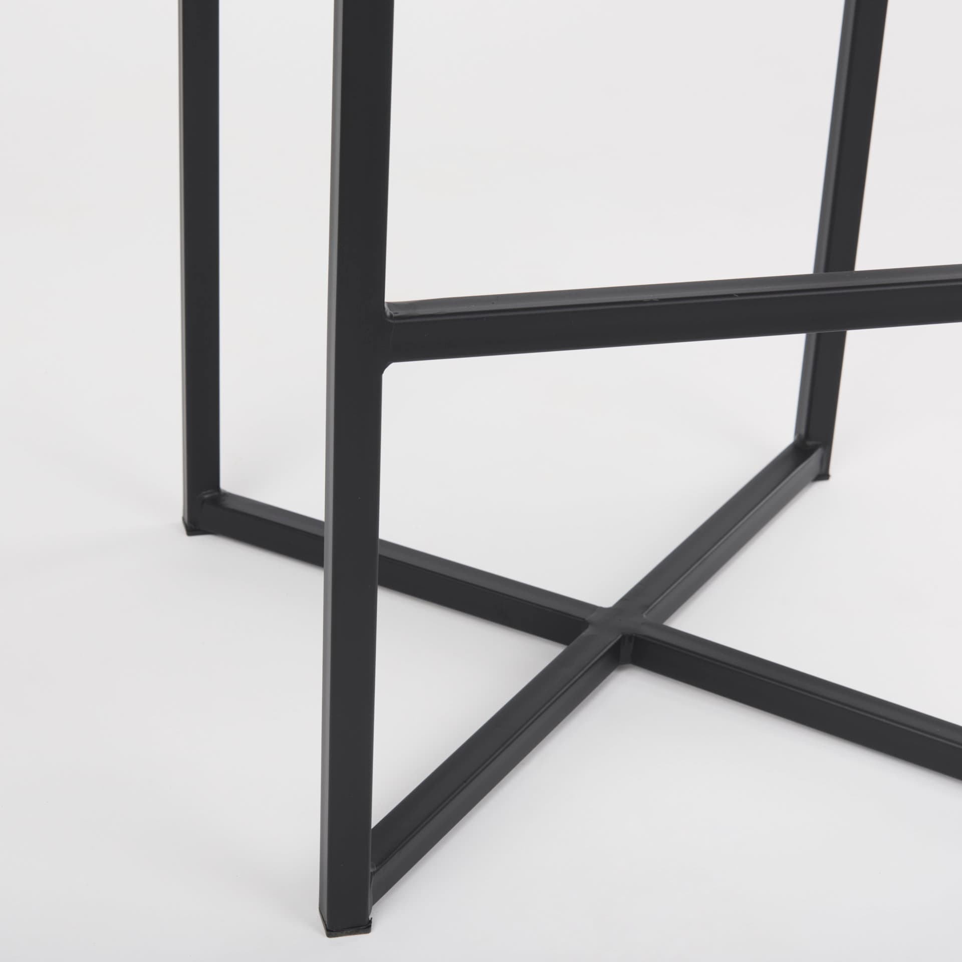 Frodo Backless 29.75in Seat Bar Stool | Gray Fabric w/ Black Iron — product photograph