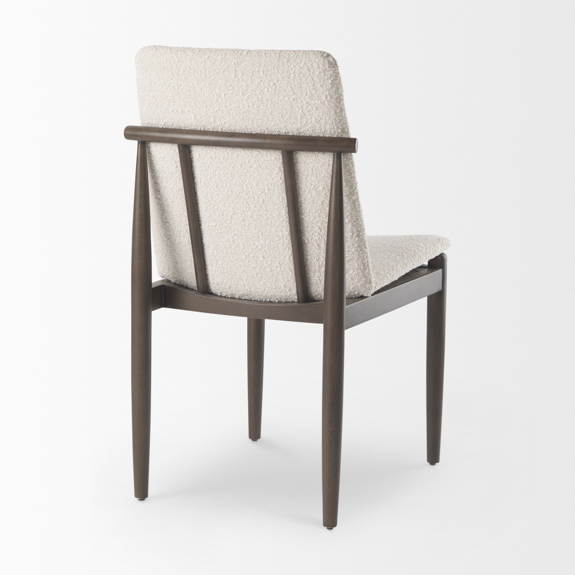 Cavett Curved Back Dining Side Chair | Cream Boucle w/ Dark Wood — product photograph