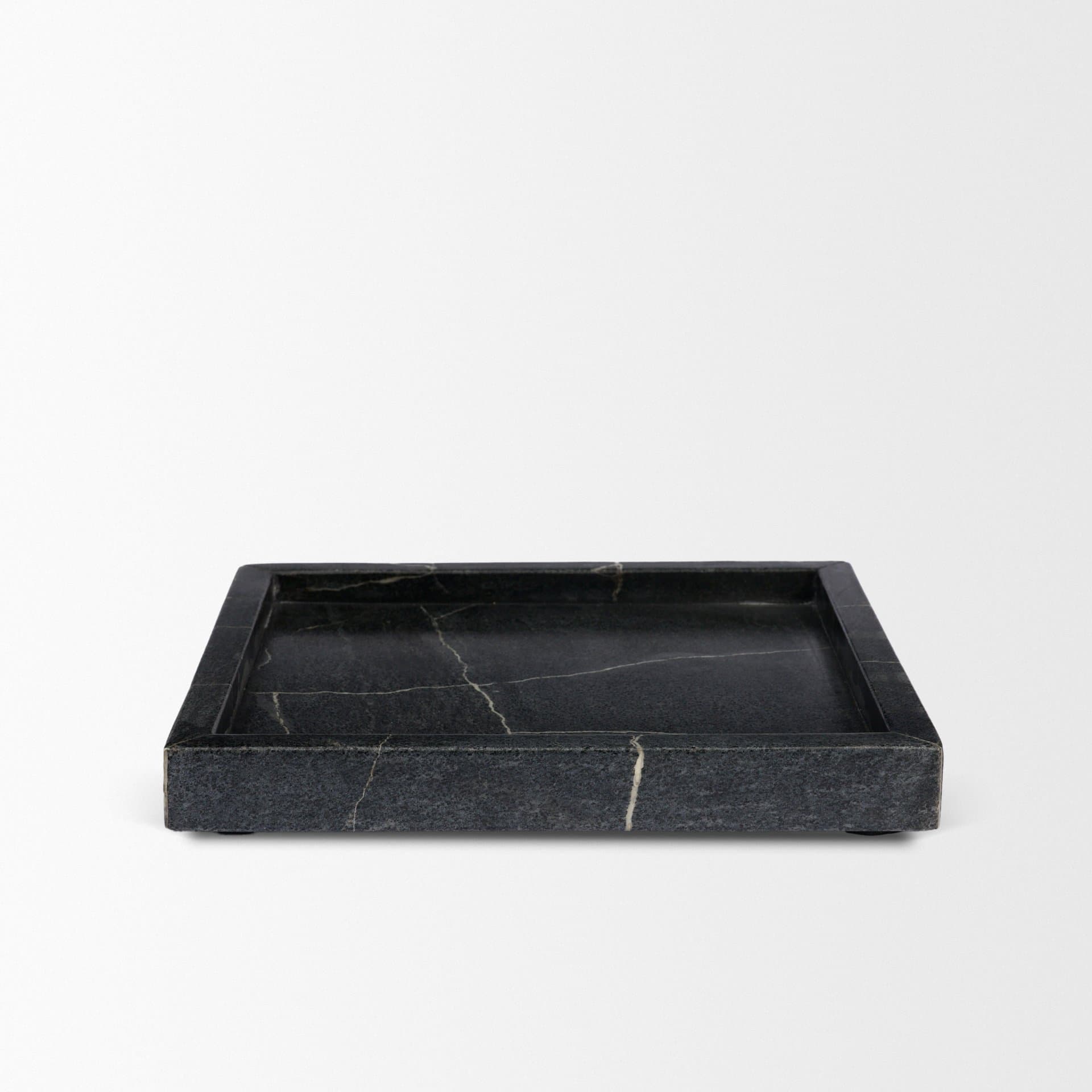 Stratus Black Marble Square Decorative Tray — product photograph