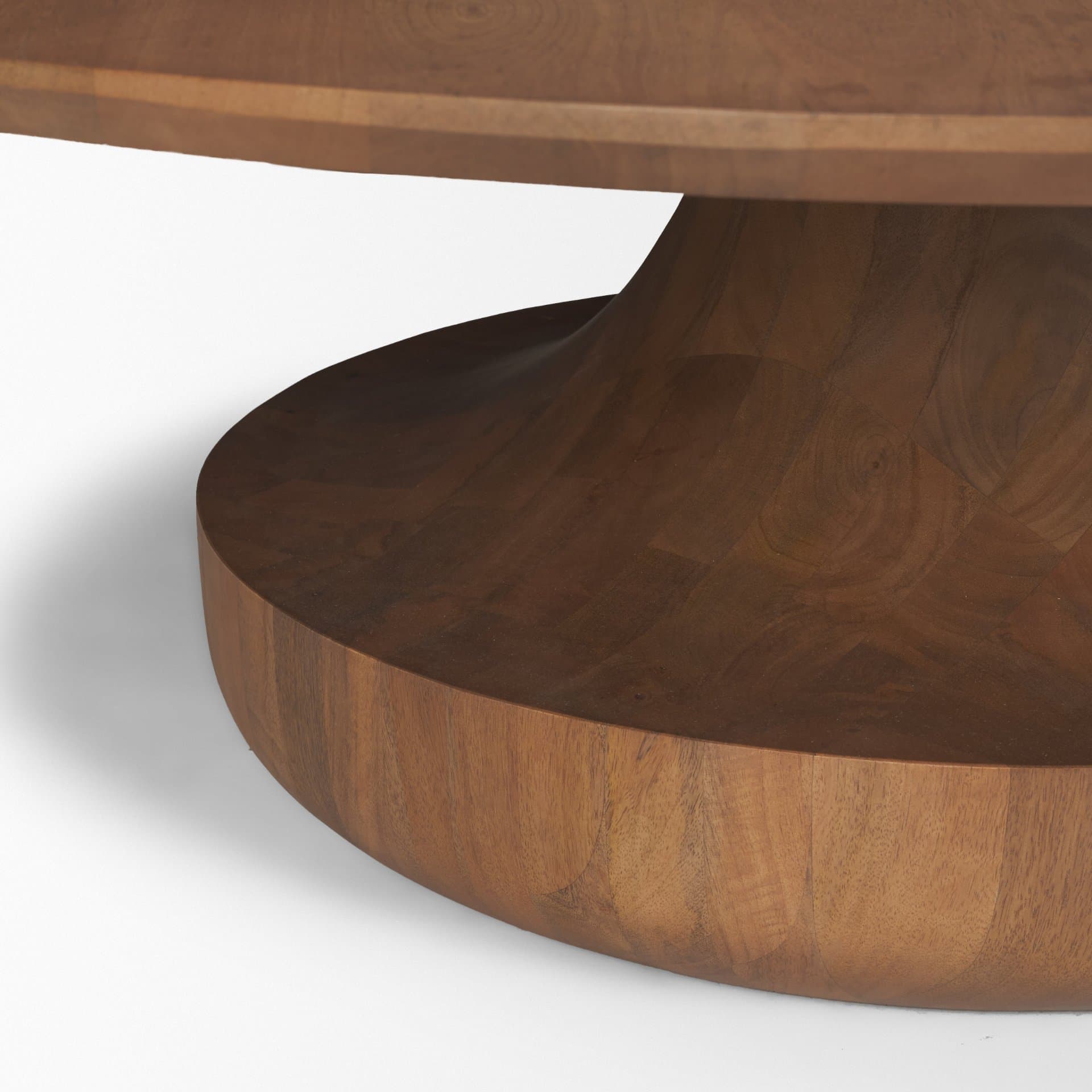 Arno Warm Mid-Brown Wood Sculptural Round Coffee Table — product photograph