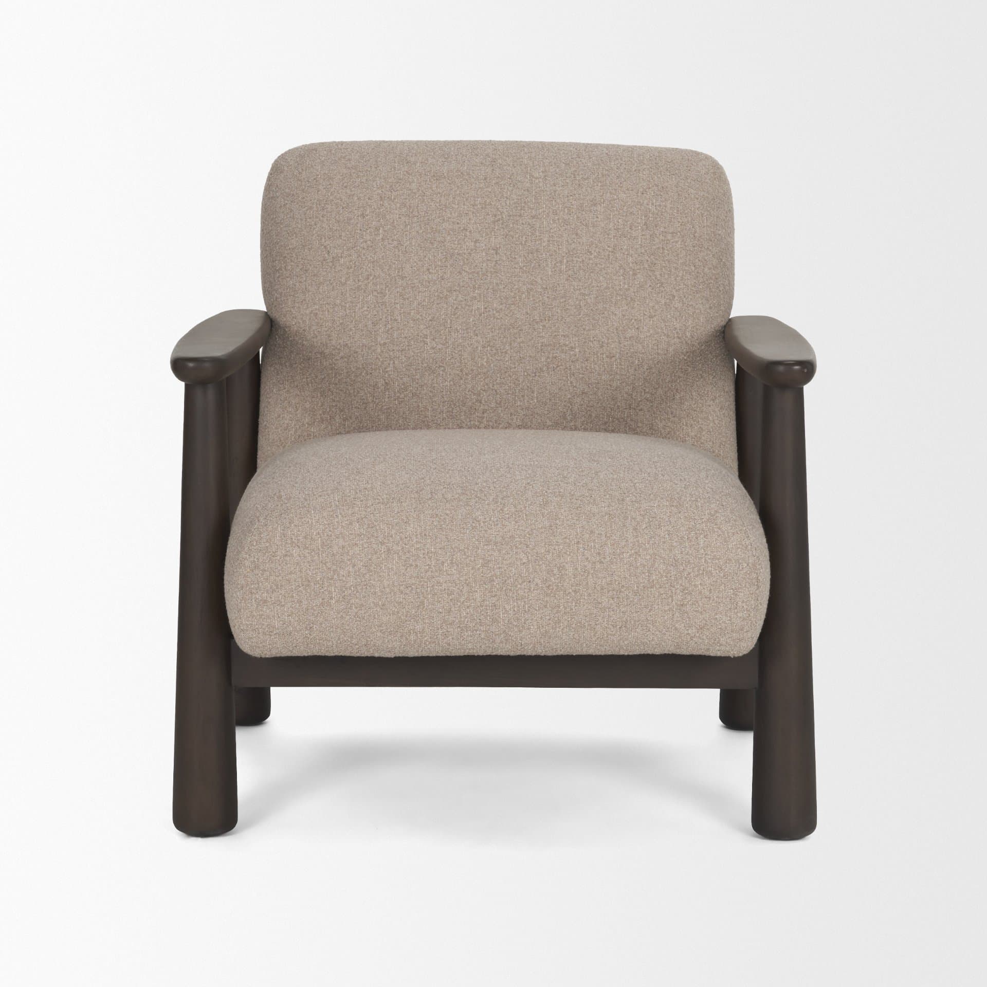 Willmar Textured Mushroom Gray Fabric Espresso Brown Wood Accent Lounge Chair — product photograph