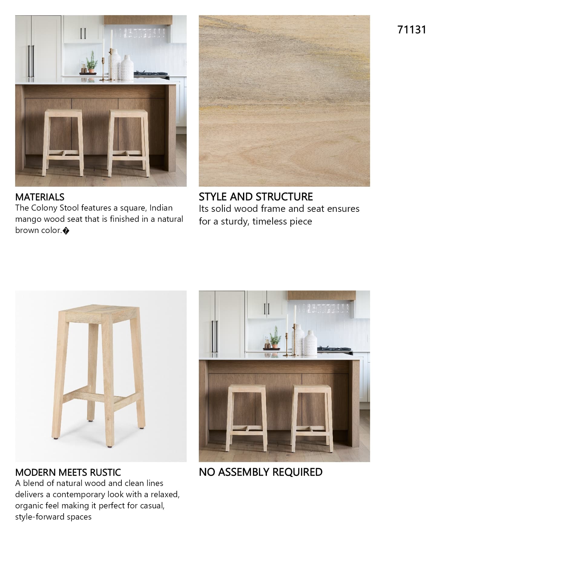 Colony Backless 25in Seat Counter Stool | Light Brown — product photograph