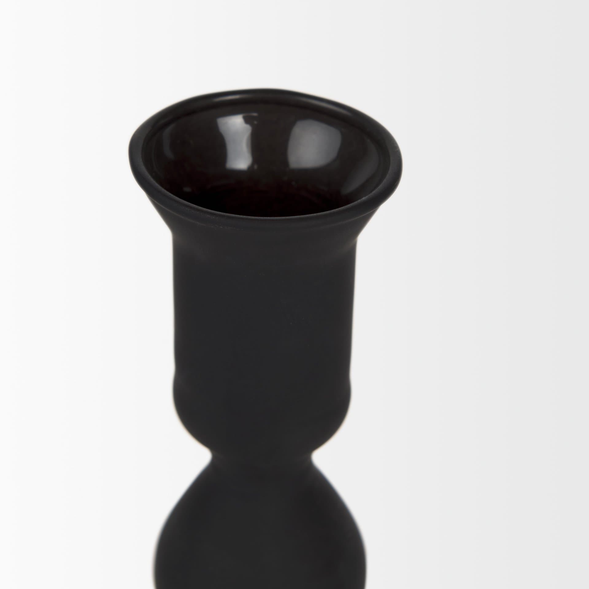 Haute Medium Matte Black Blown Glass Candlestick — product photograph