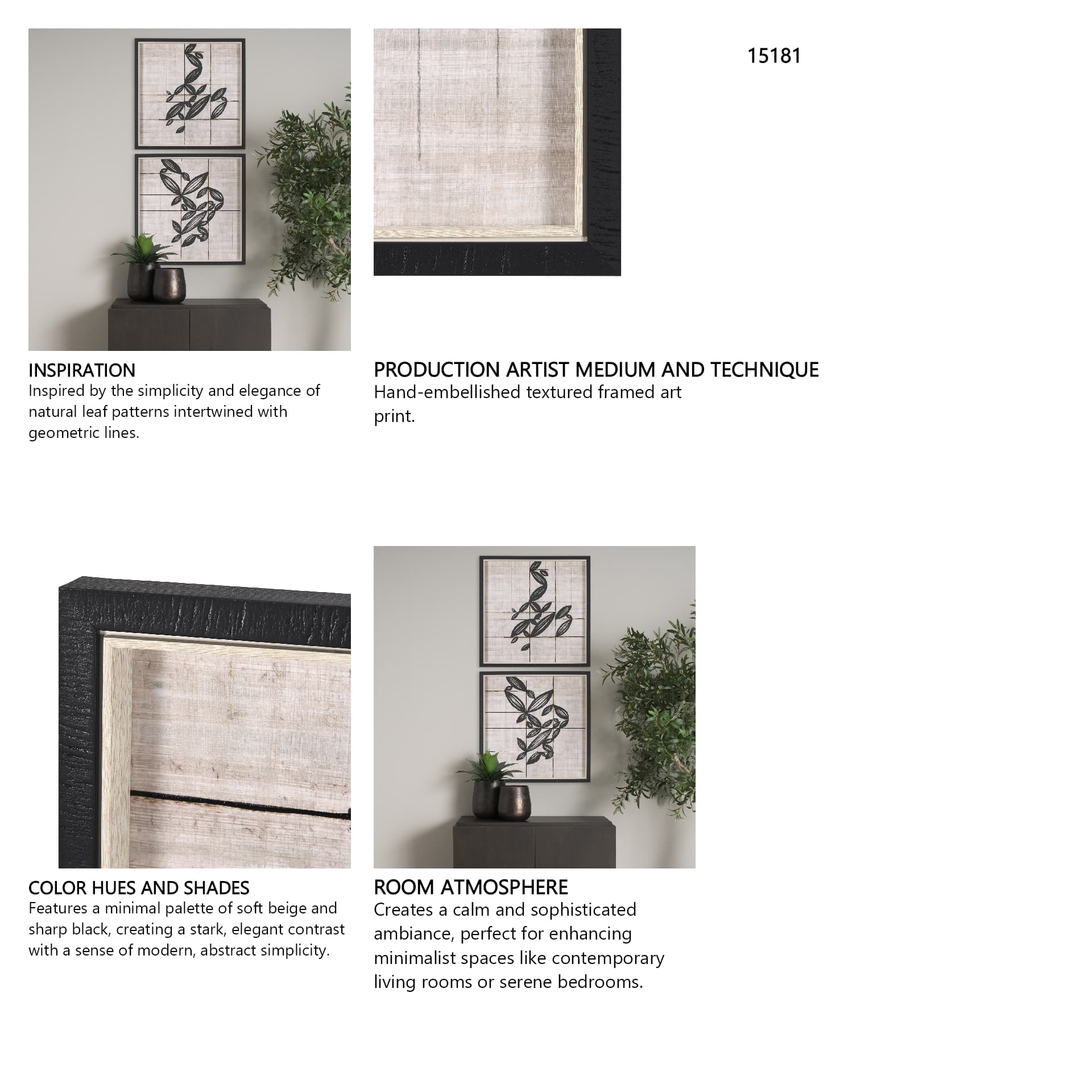 Papyrus Foliage I by Mercana Studio a Hand Embellished Textured Framed Art Print — in a styled room