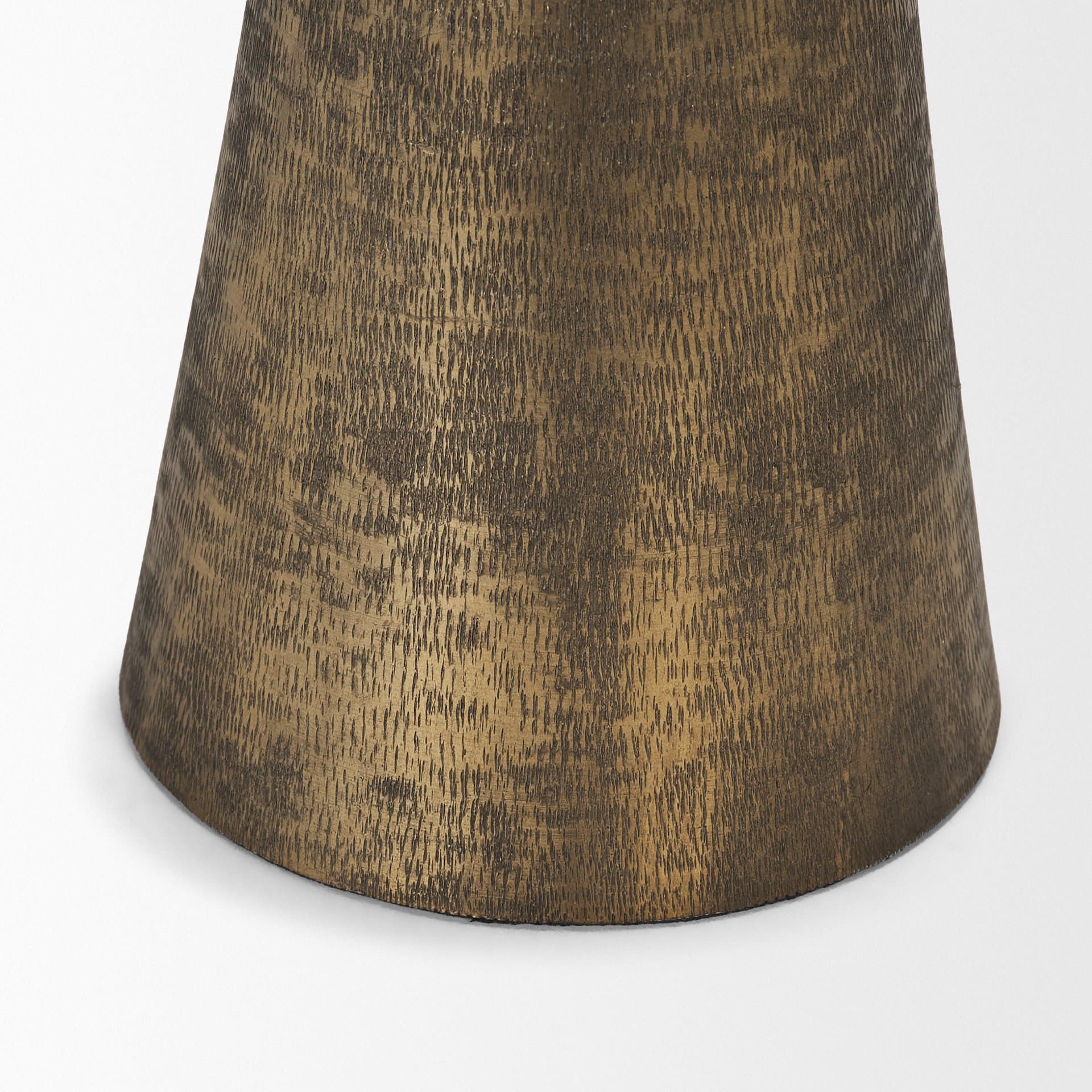 Odilia Small Textured Antiqued Gold Metal Geometric Pillar Candle Holder — product photograph