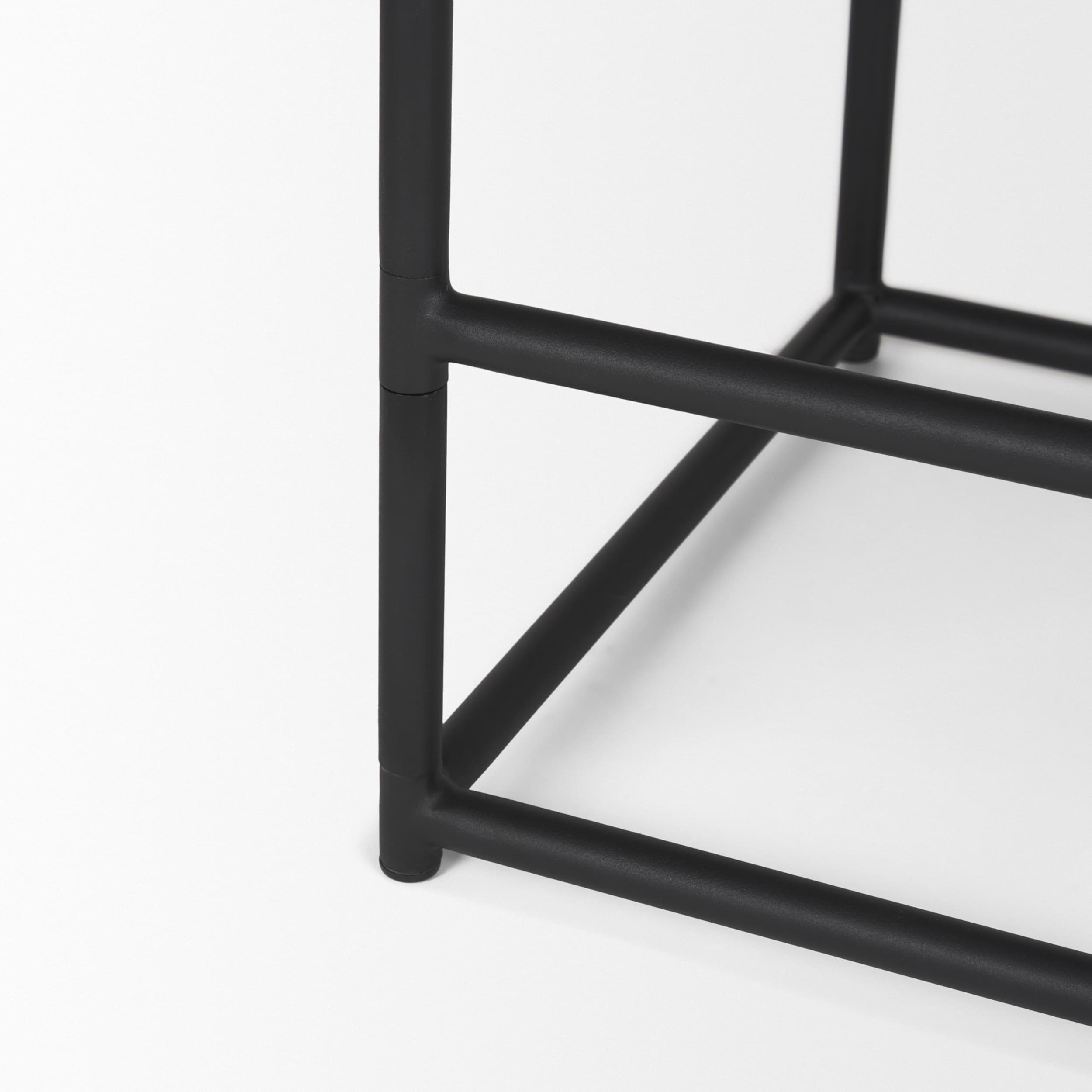 Taniel Backless 27.25in Seat Counter Stool | Black Leather w/ Metal — product photograph