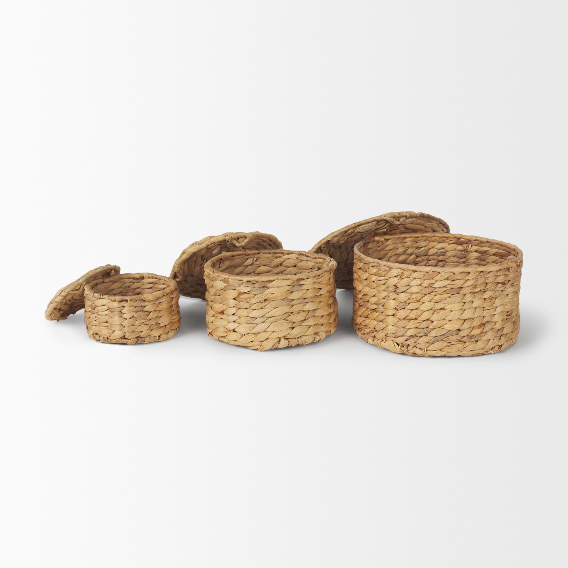 Kea Set of 3 Nesting Water Hyacinth Boxes with Lids — product photograph