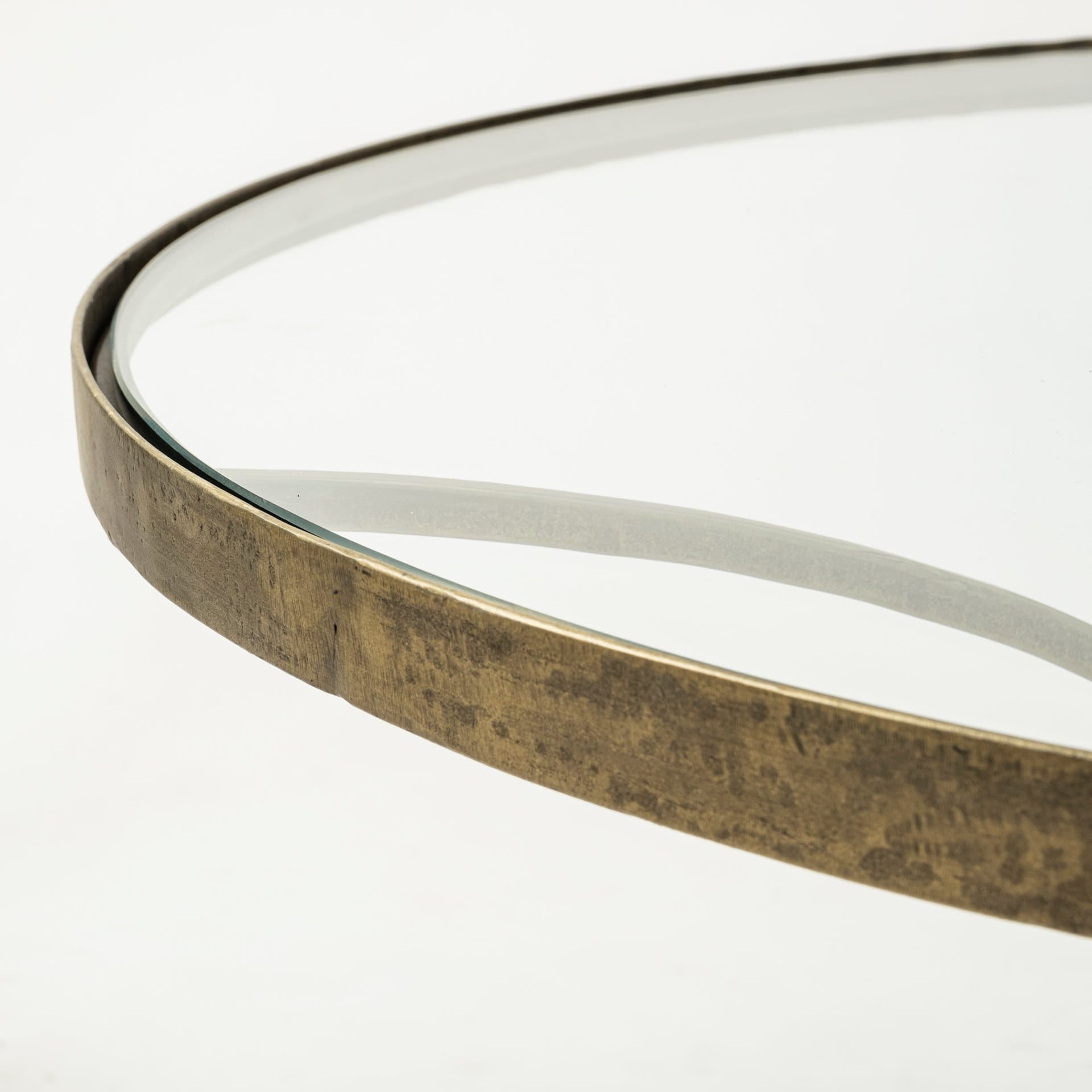 Jacinta 36" Round Glass Top Metal and Marble Pedestal Coffee Table — product photograph
