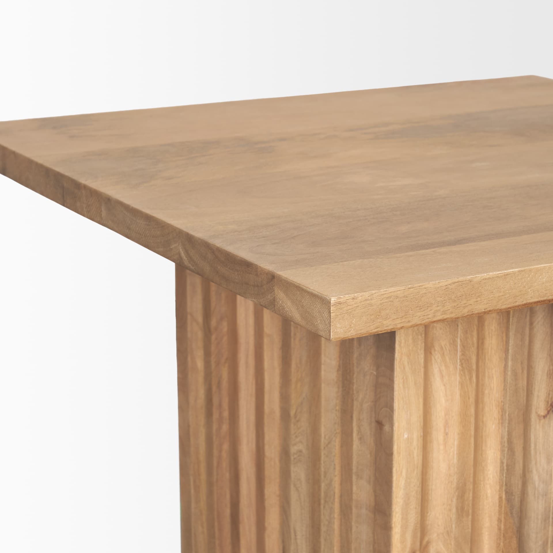 June Light Brown Wood w/ Fluting Square Side Table — product photograph