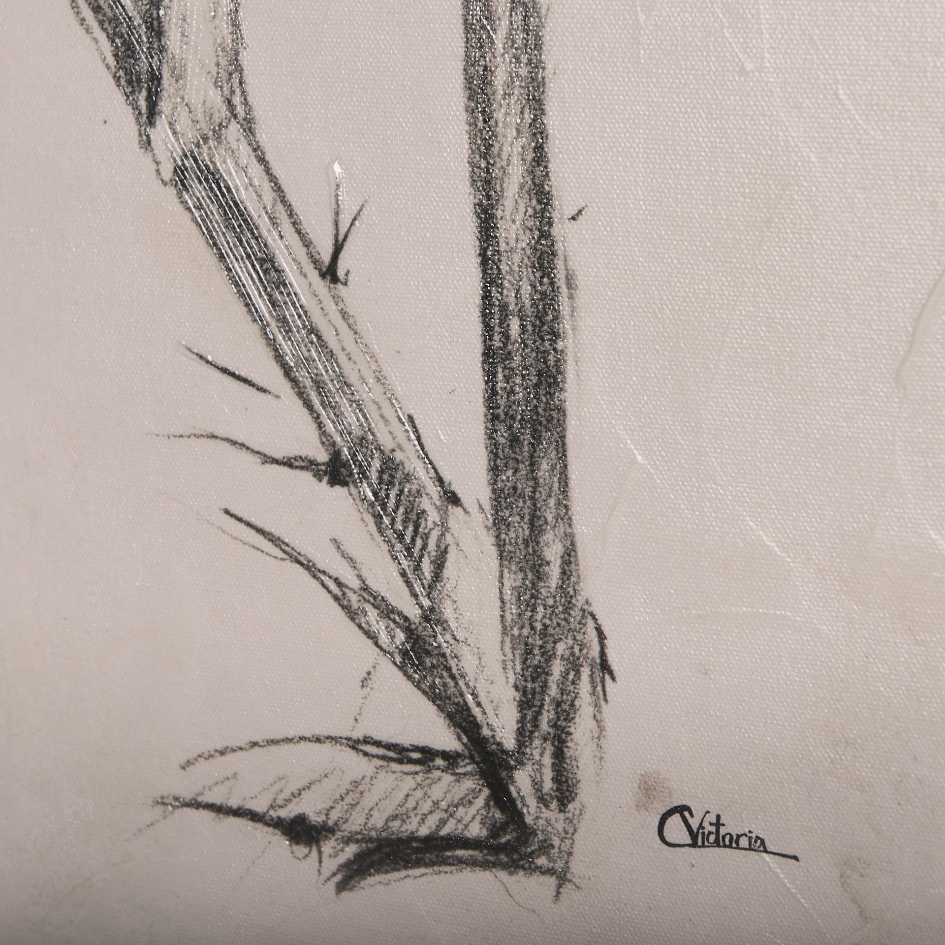 Thistle With Bumblebee Drawing IV by Mercana Studio a Hand Embellished Textured Canvas — product photograph