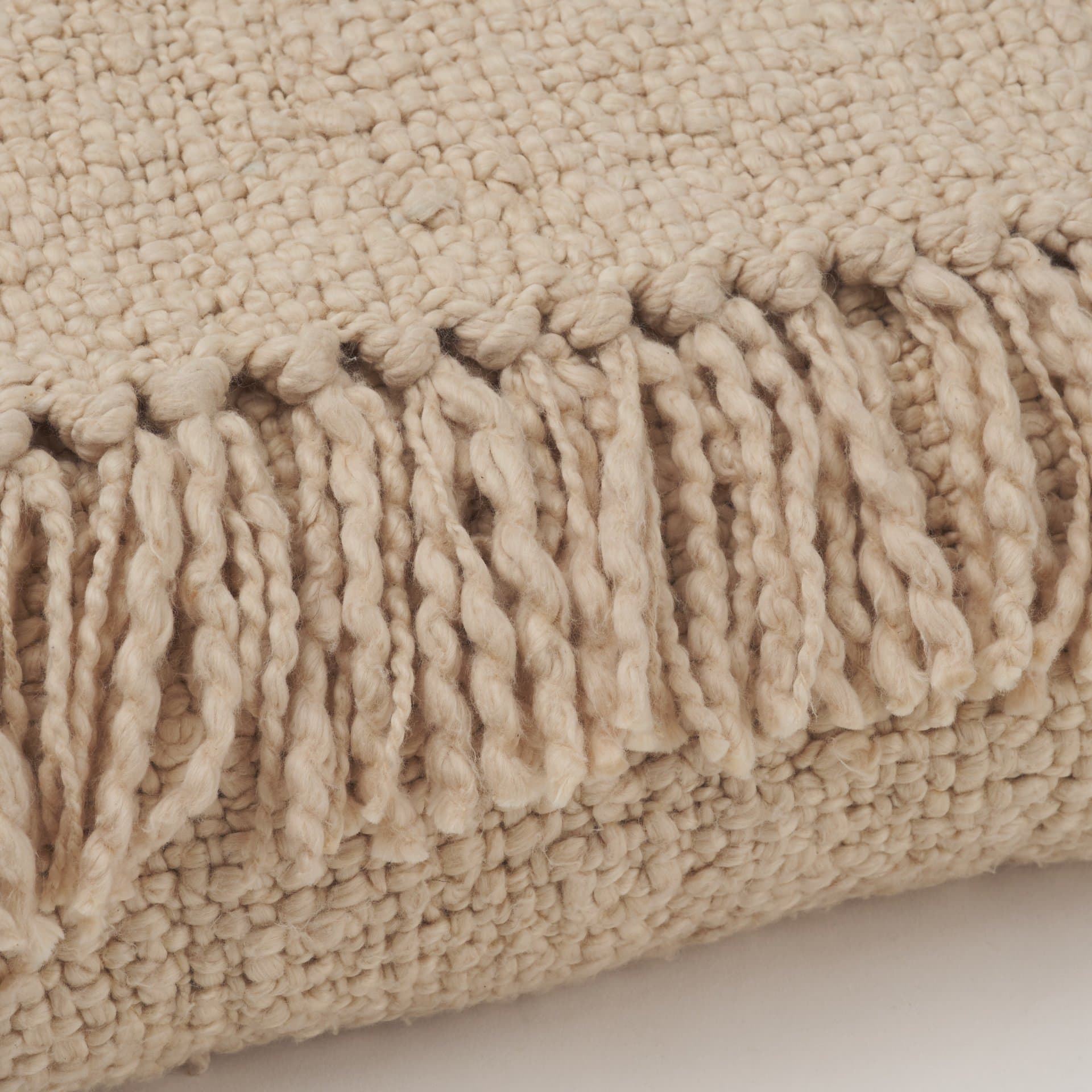 Kambal Light Beige Woven Cotton Throw Blanket — product photograph