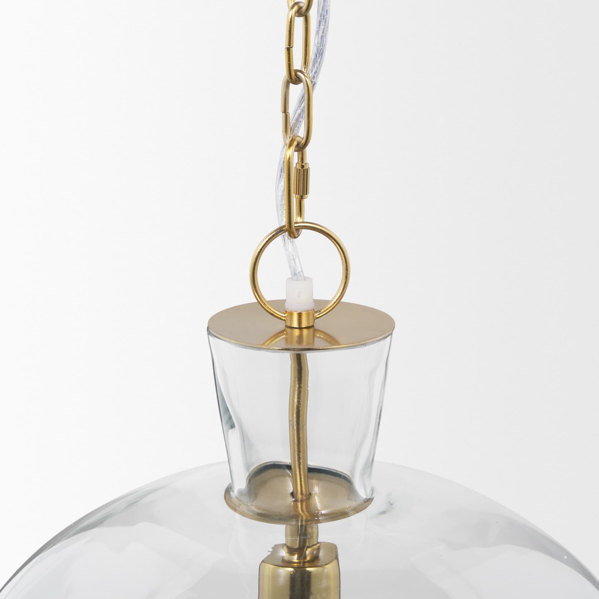 Sadah Large Clear Blown Glass w/ Gold Metal Pendant Light — product photograph