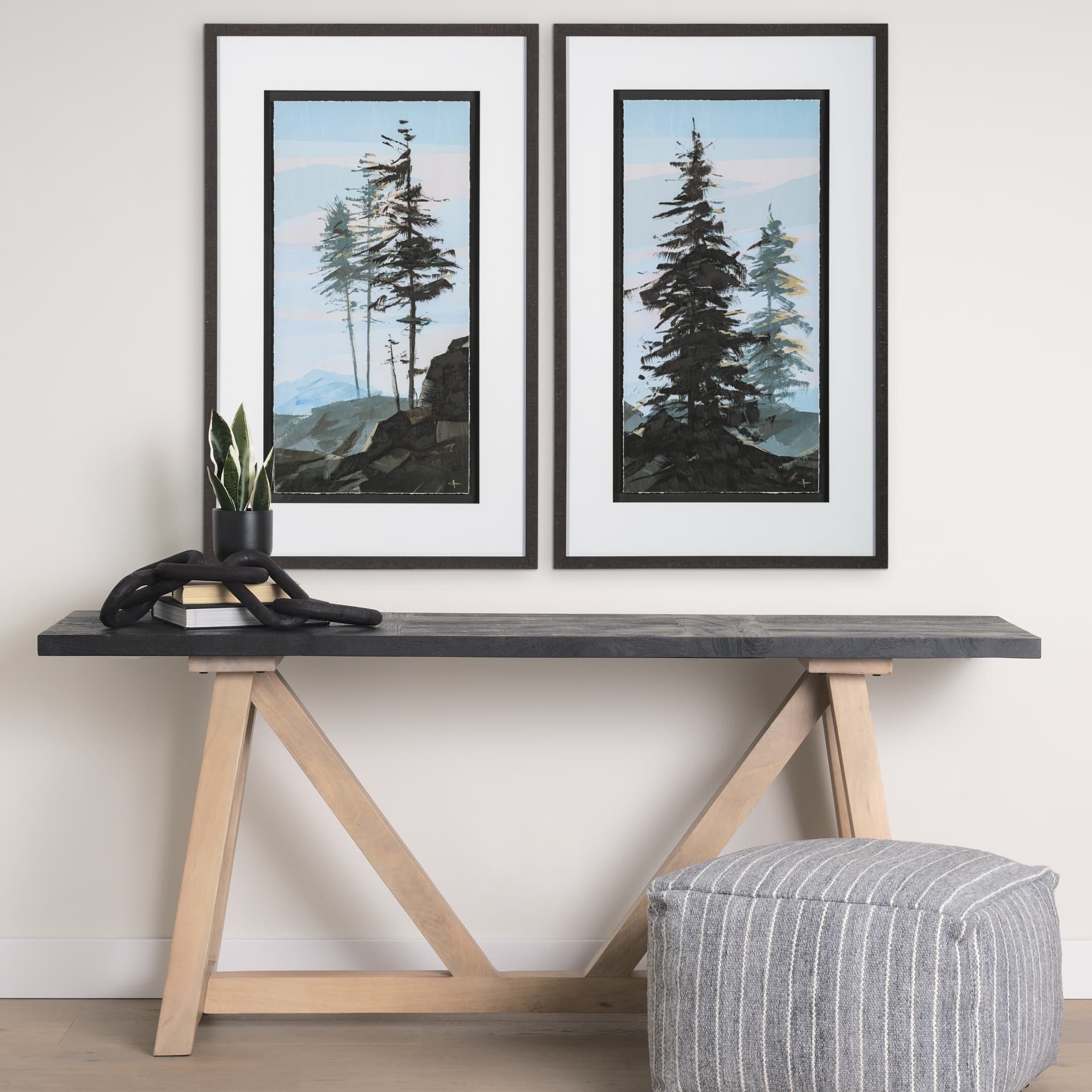 Guardian II by Jonathan Klassen a Hand Embellished Textured Framed Art Print Matted under Glass — in a styled room