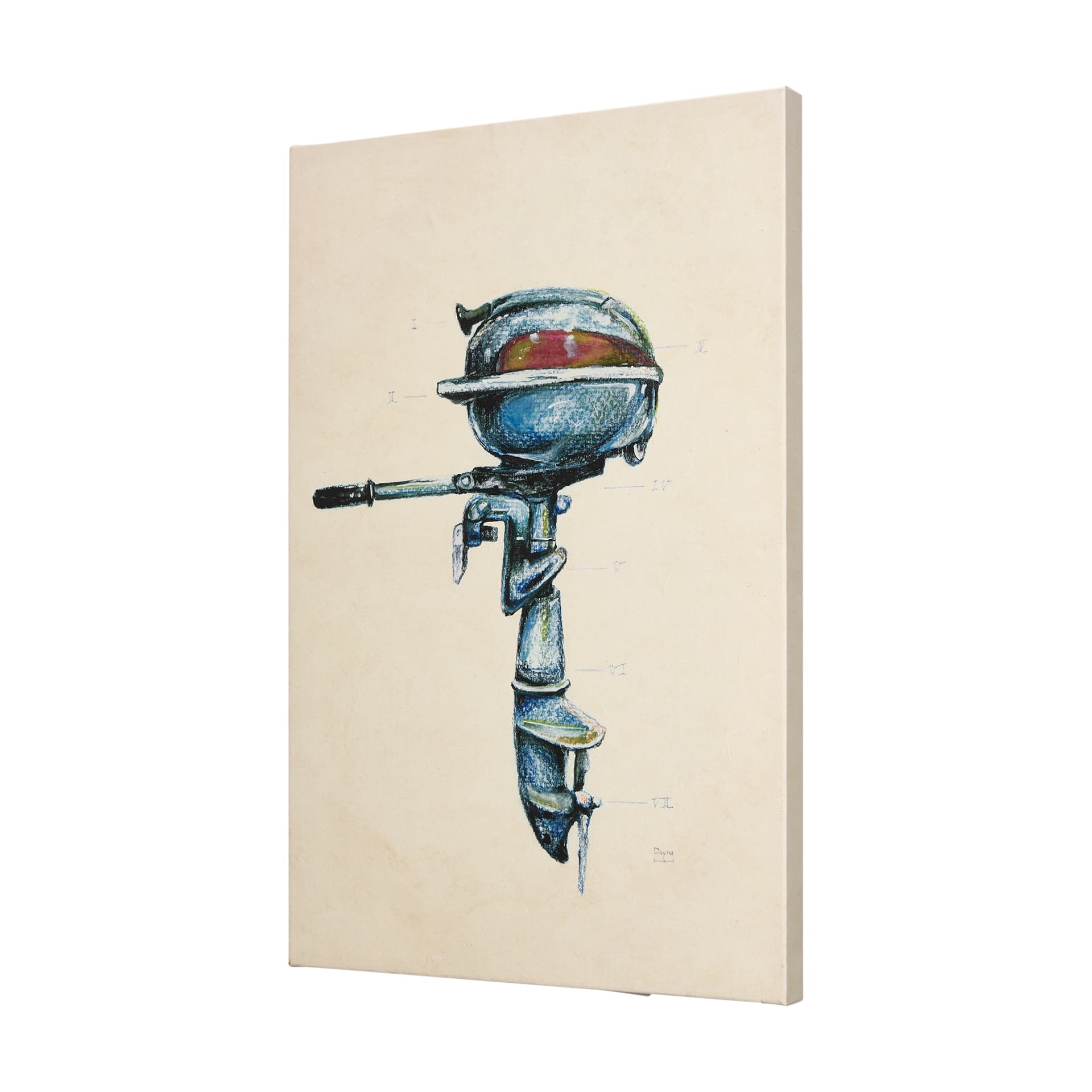 Vintage Motor I by Mercana Studio a Hand Embellished Textured Canvas — product photograph