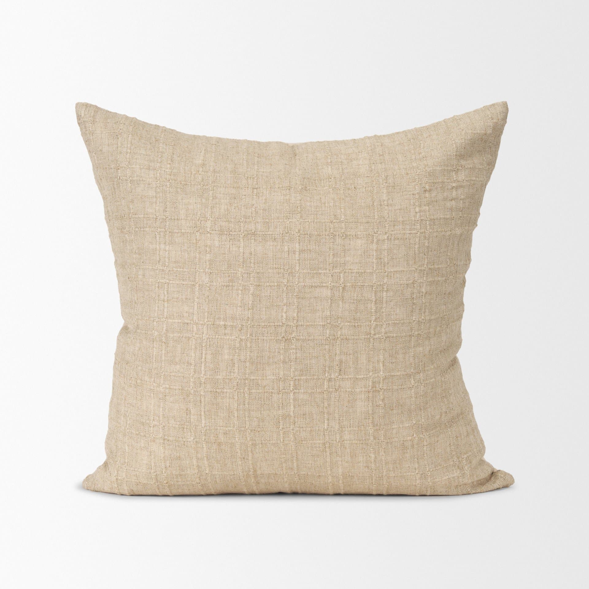 Jeren 22x22 Beige Cotton Linen Square Pillow Cover w/Down Filler — product photograph