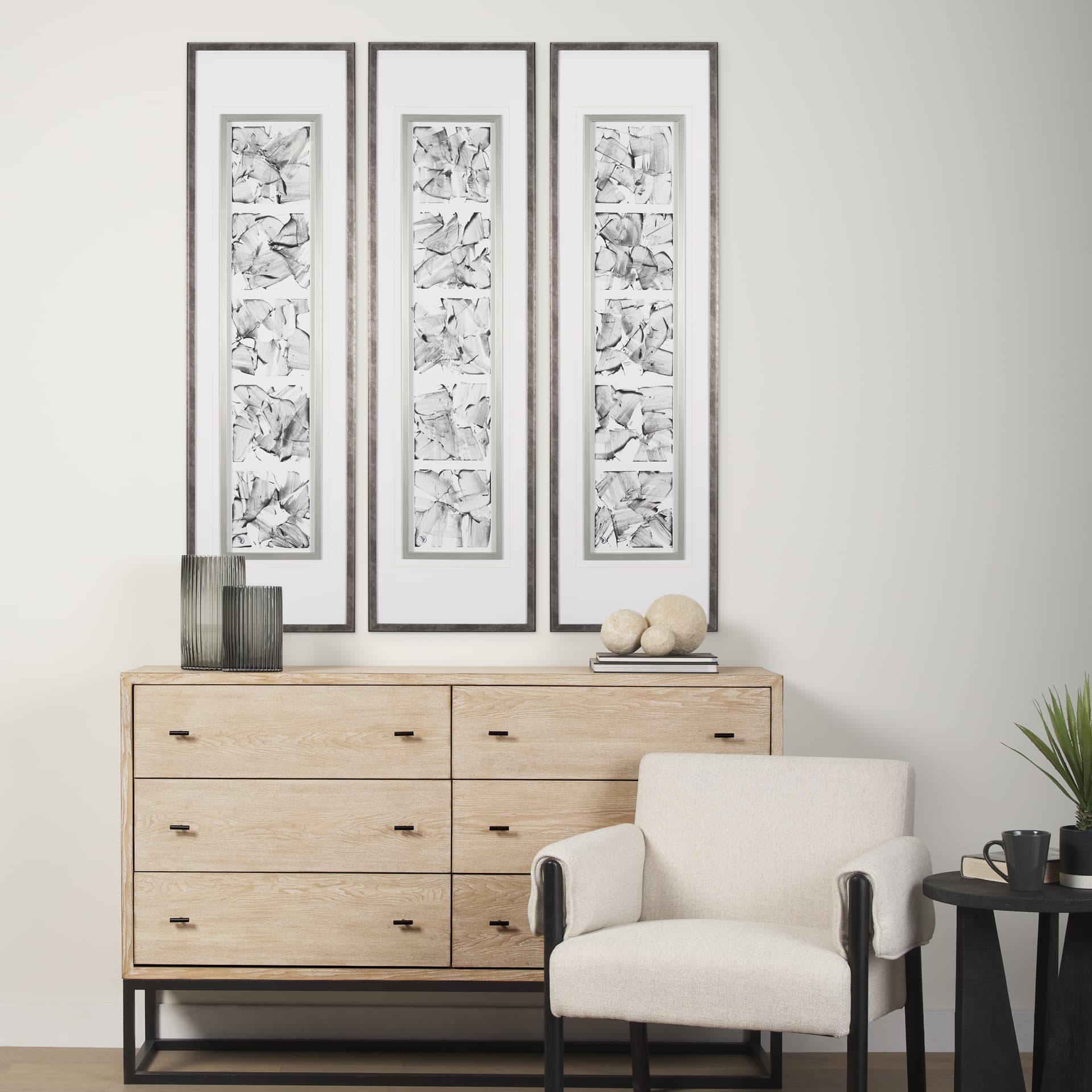 Five Square by Studio M a handmade Original Framed Artwork under Glass — in a styled room