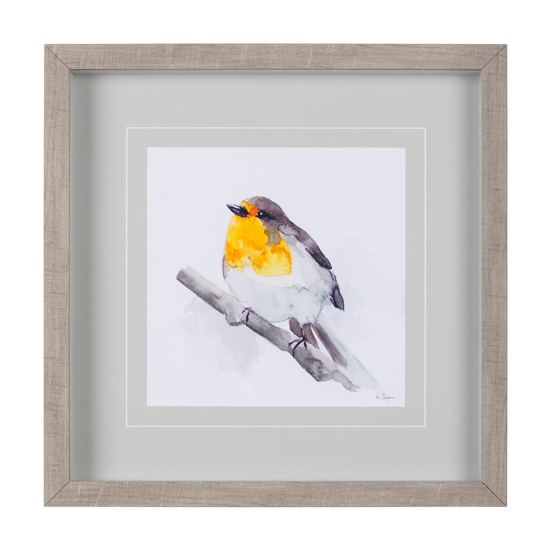 Robin I by Mercana Studio a Hand Embellished Textured Framed Art Print Matted under Glass — product photograph