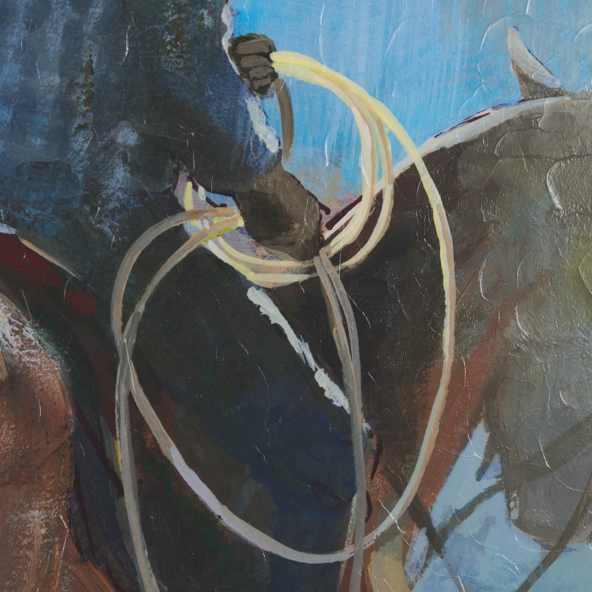 Round Up I Cowboy and Horse by Mercana Studio a Hand Embellished Framed Art Print Matted under Glass — product photograph
