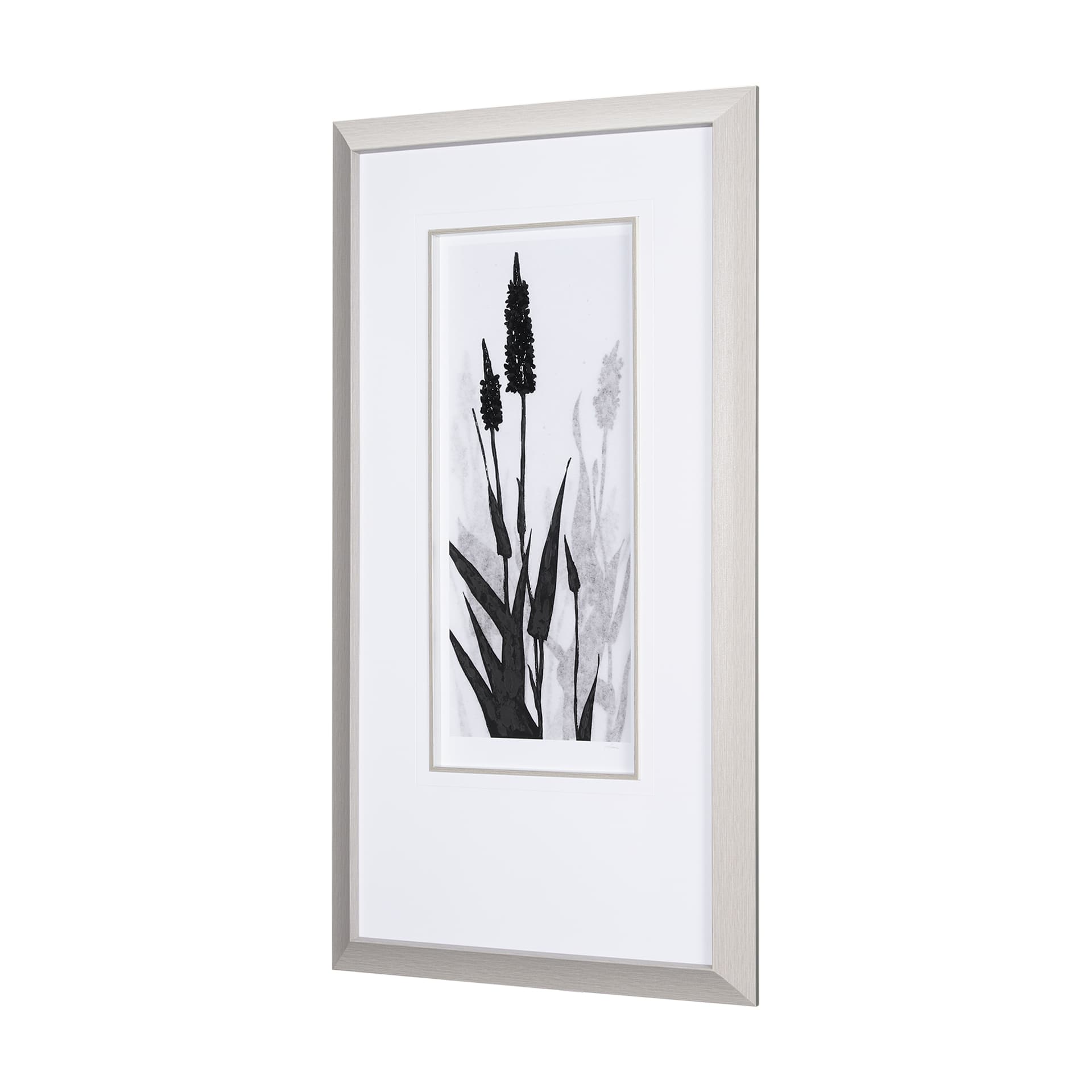 Floral Silhouette II by Mercana Studio Hand Embellished Textured Framed Art Print Matted under Glass — product photograph