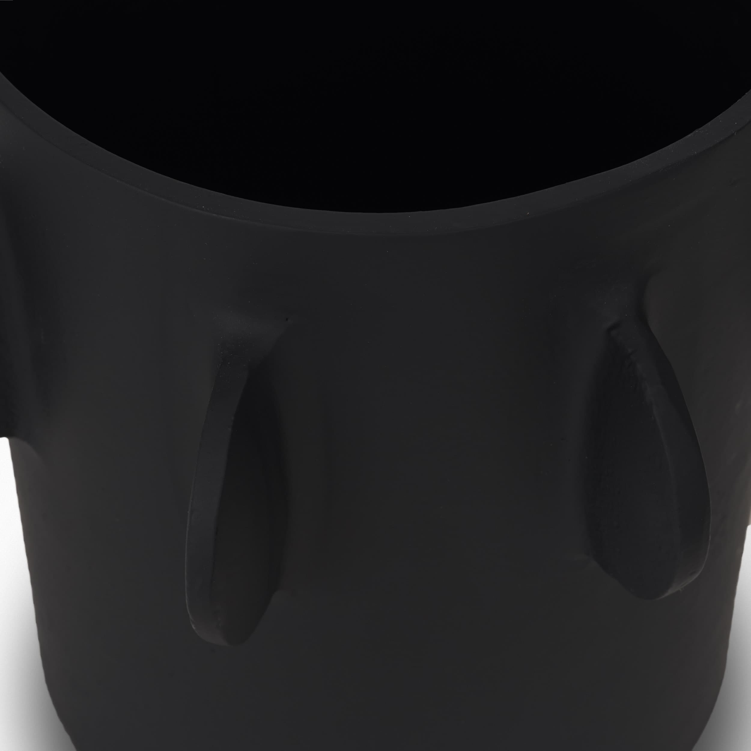 Deacon Large Matte Black Metal Canister with Sculptural Handles — product photograph