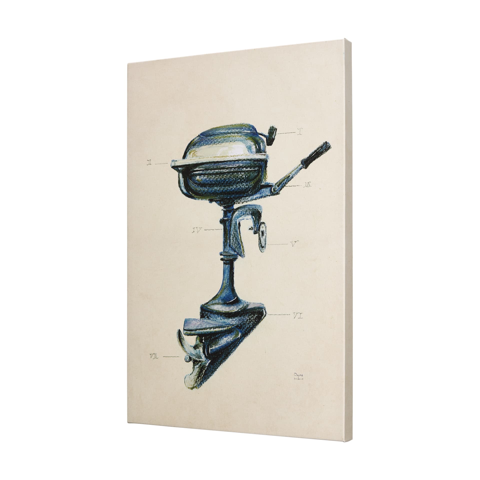 Vintage Motor II by Mercana Studio a Hand Embellished Textured Canvas — product photograph