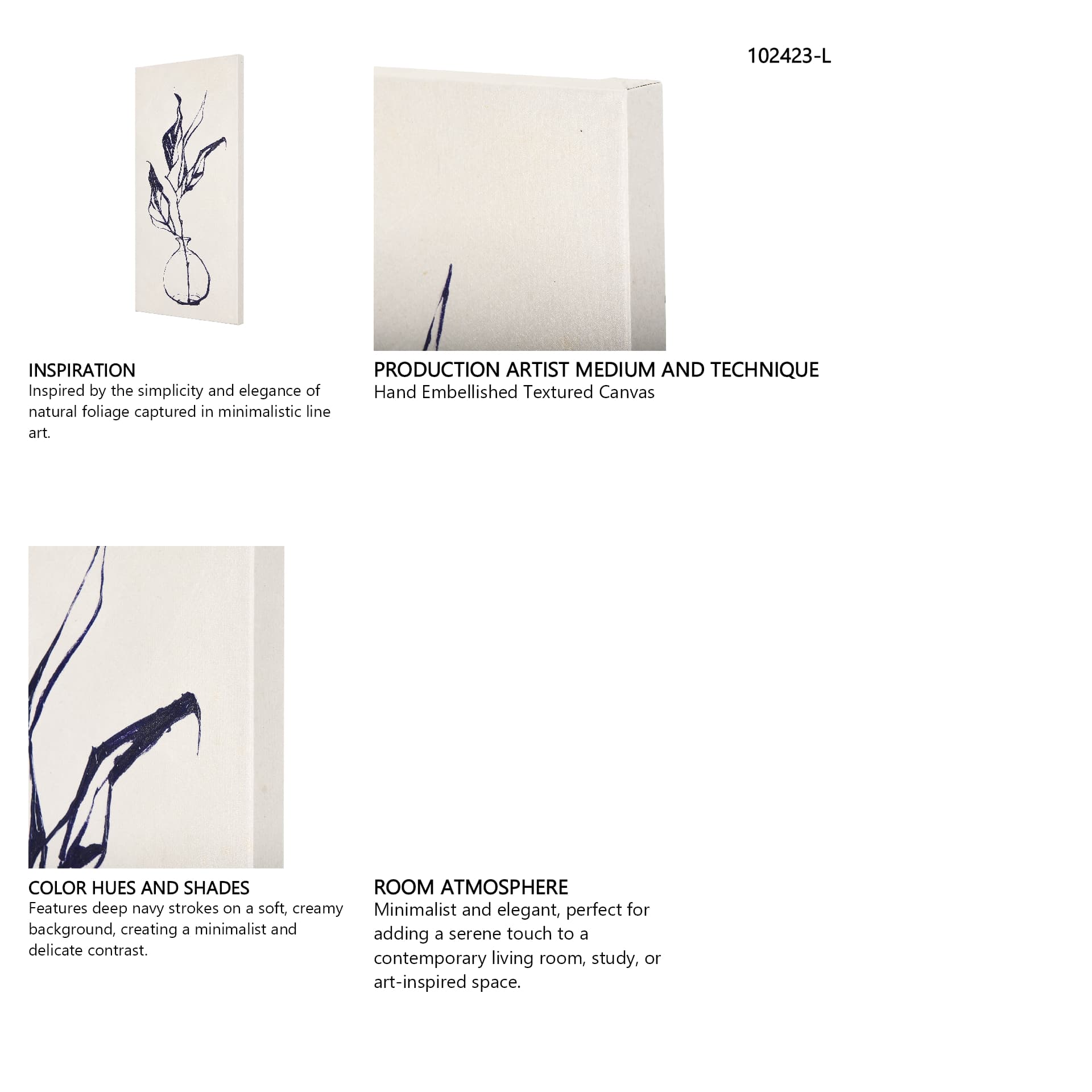 Sapphire Vase I by Mercana Studio a Hand Embellished Textured Canvas — in a styled room