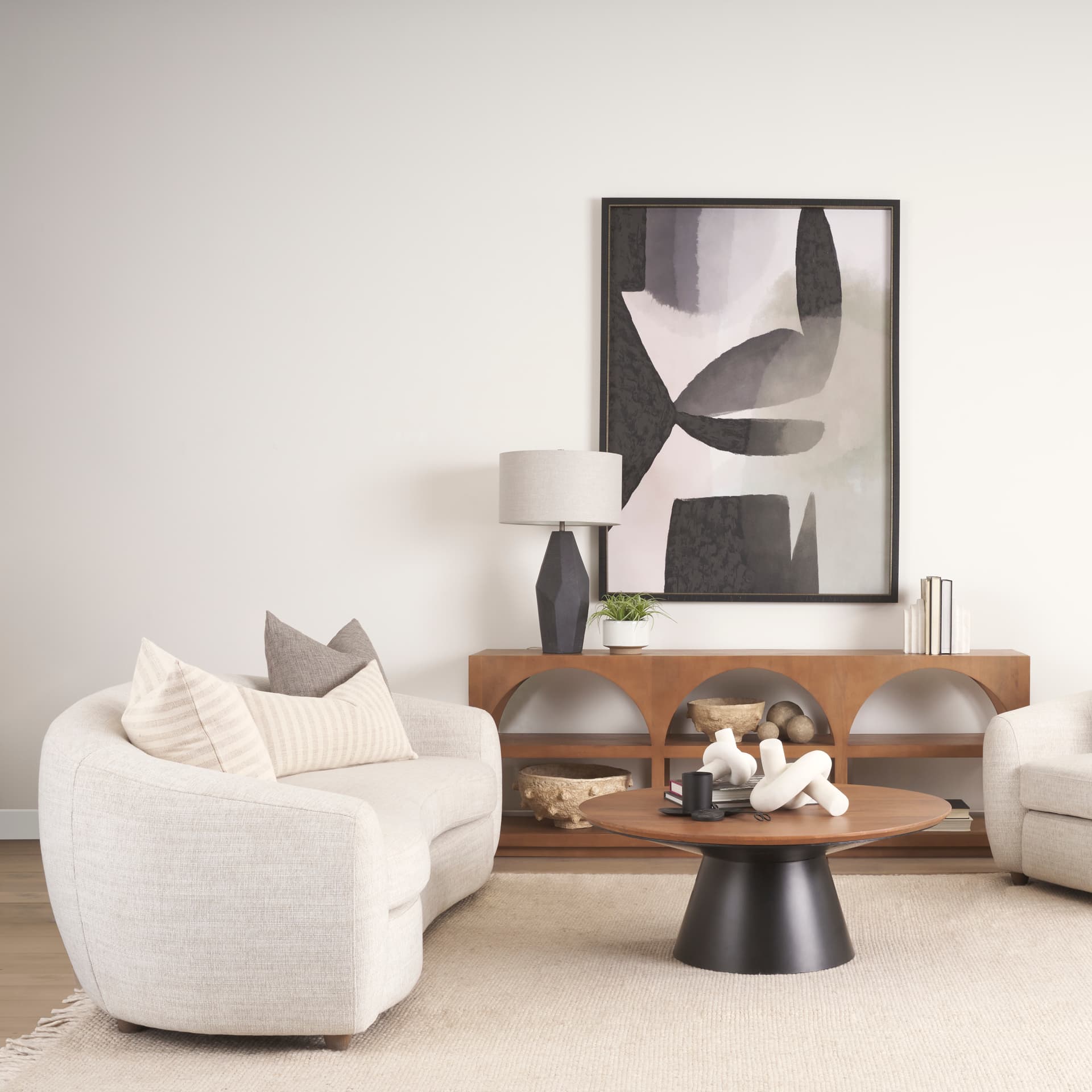 Piven Black w/ Gray Wash Textured Ceramic Table Lamp — product photograph