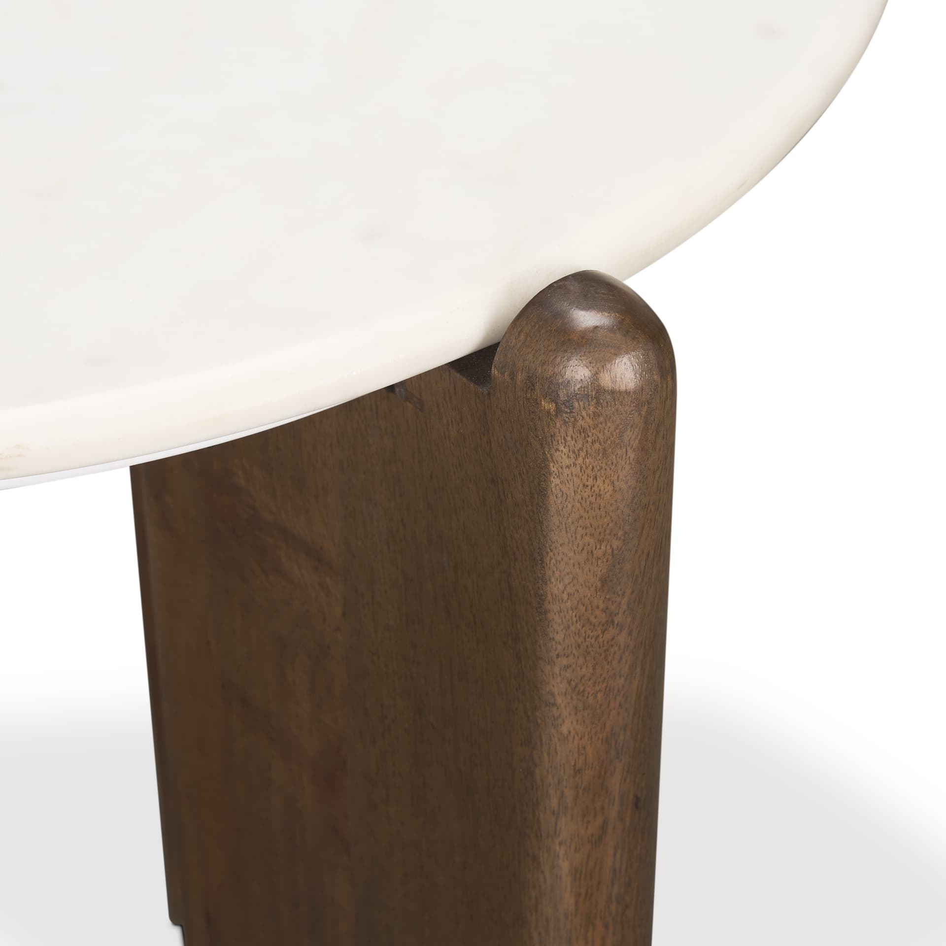 Rumer Dark Brown Wood w/ White Marble Side Table — product photograph