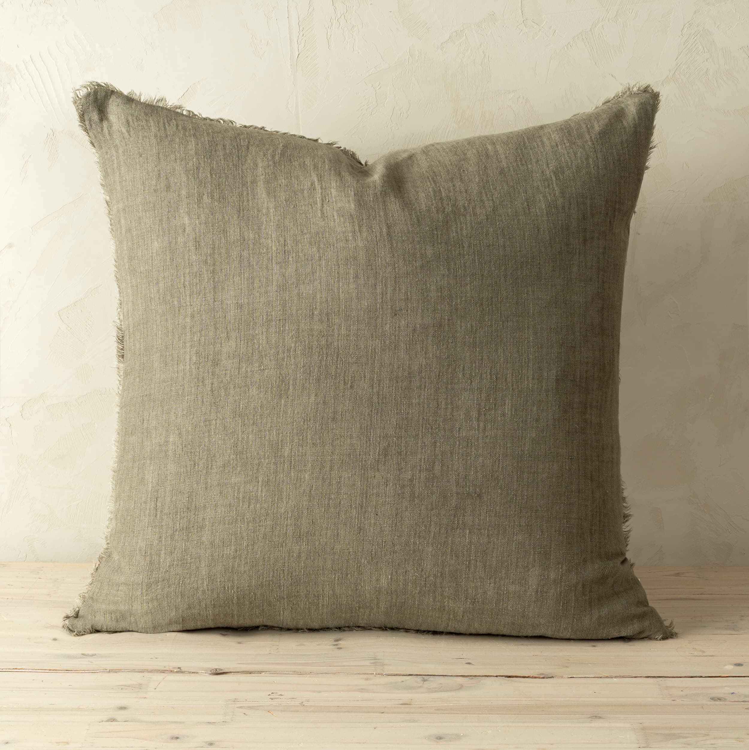 Lina 24x24 Grey Linen Decorative Pillow Cover — product photograph