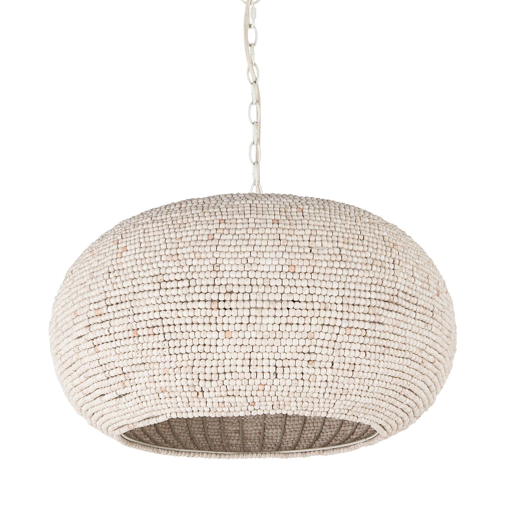 Theta 30.0 L x 30.0 W x 15.0 H White-Washed Beaded Chandelier — product photograph