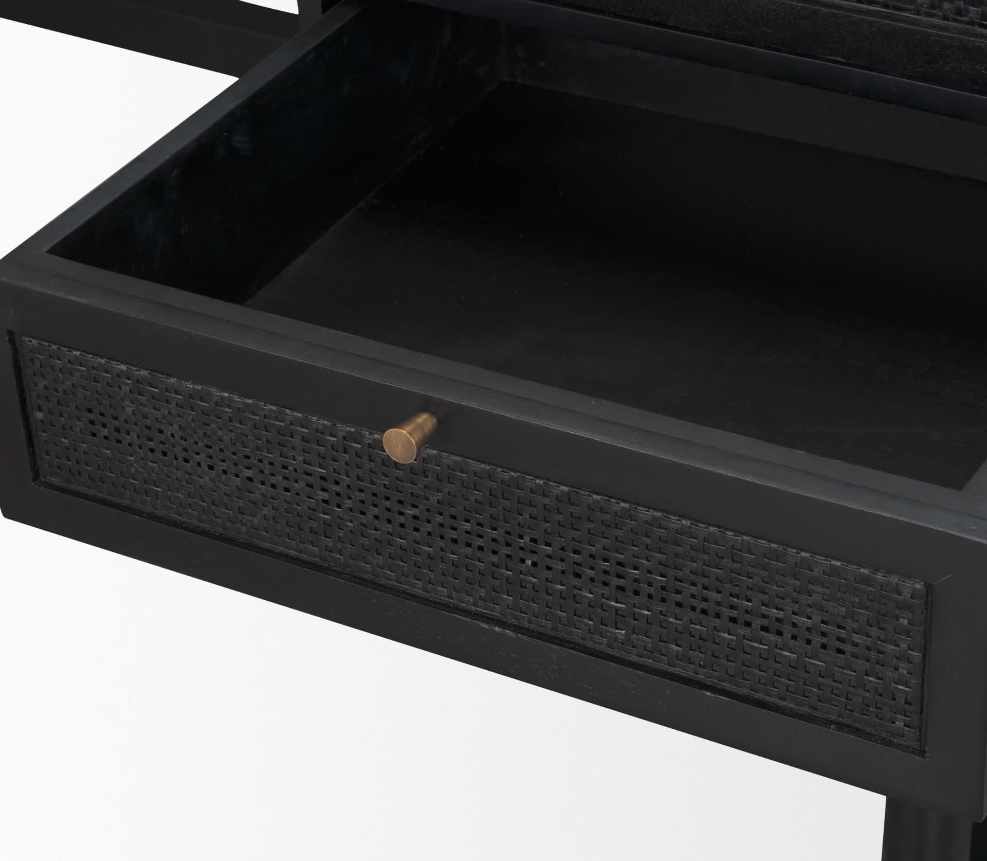 Grier 60" Black Solid Wood W/ Black Cane Office Desk — product photograph