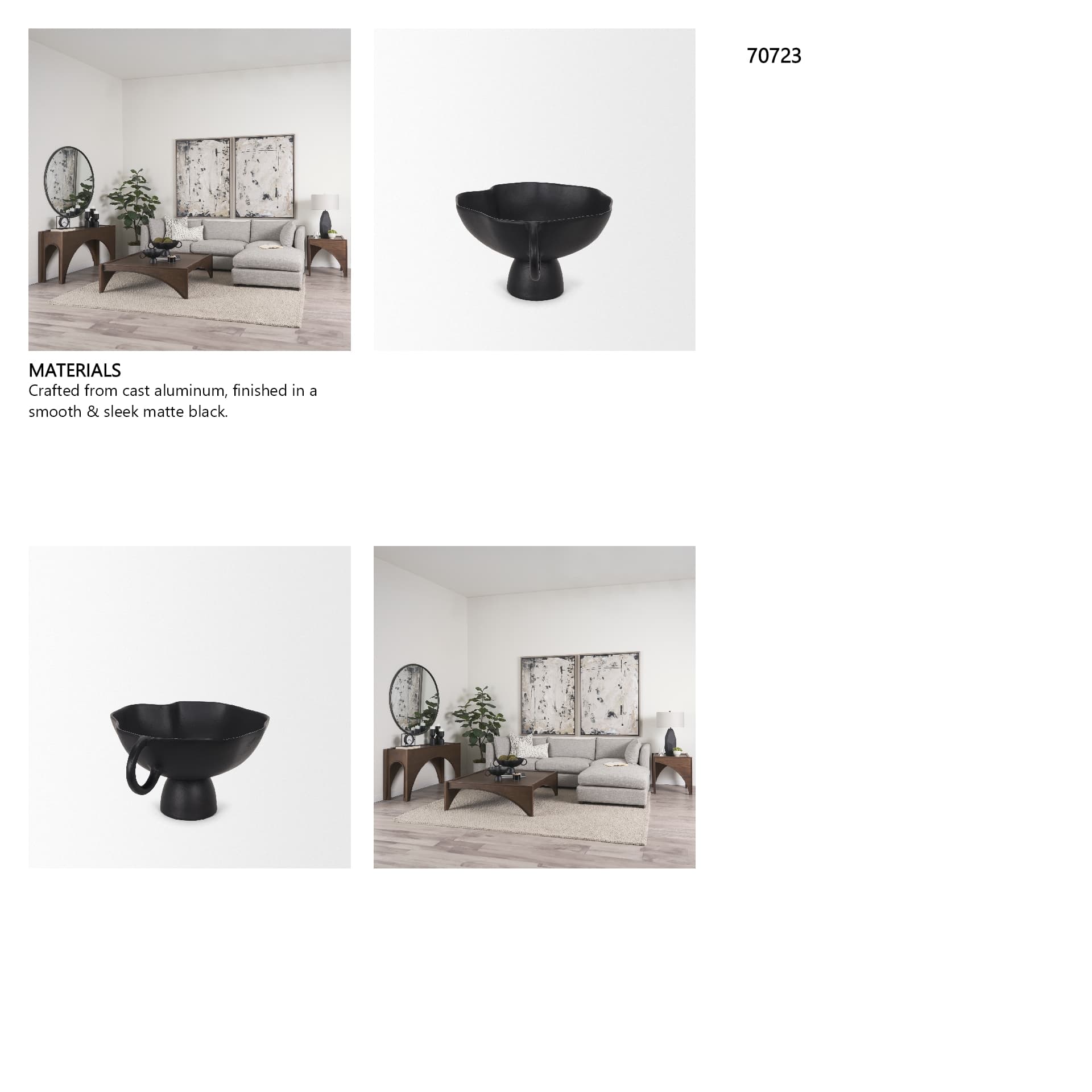 Radka Small Matte Black Metal Decorative Bowl — product photograph